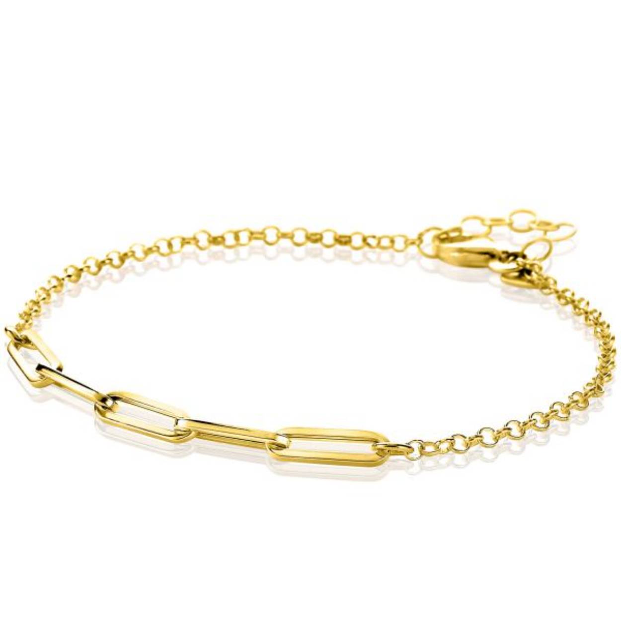 Gouden armband, yass paperclipschakel, 19cm