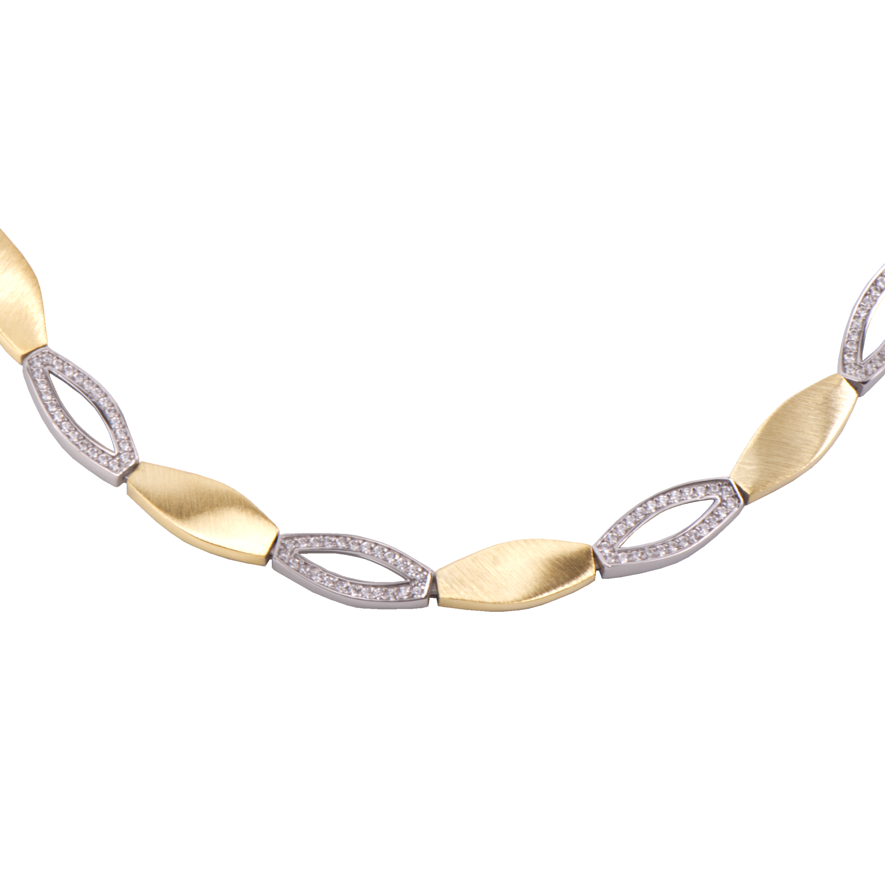 Zilveren collier verguld Bicolor zirkonia ZCS063