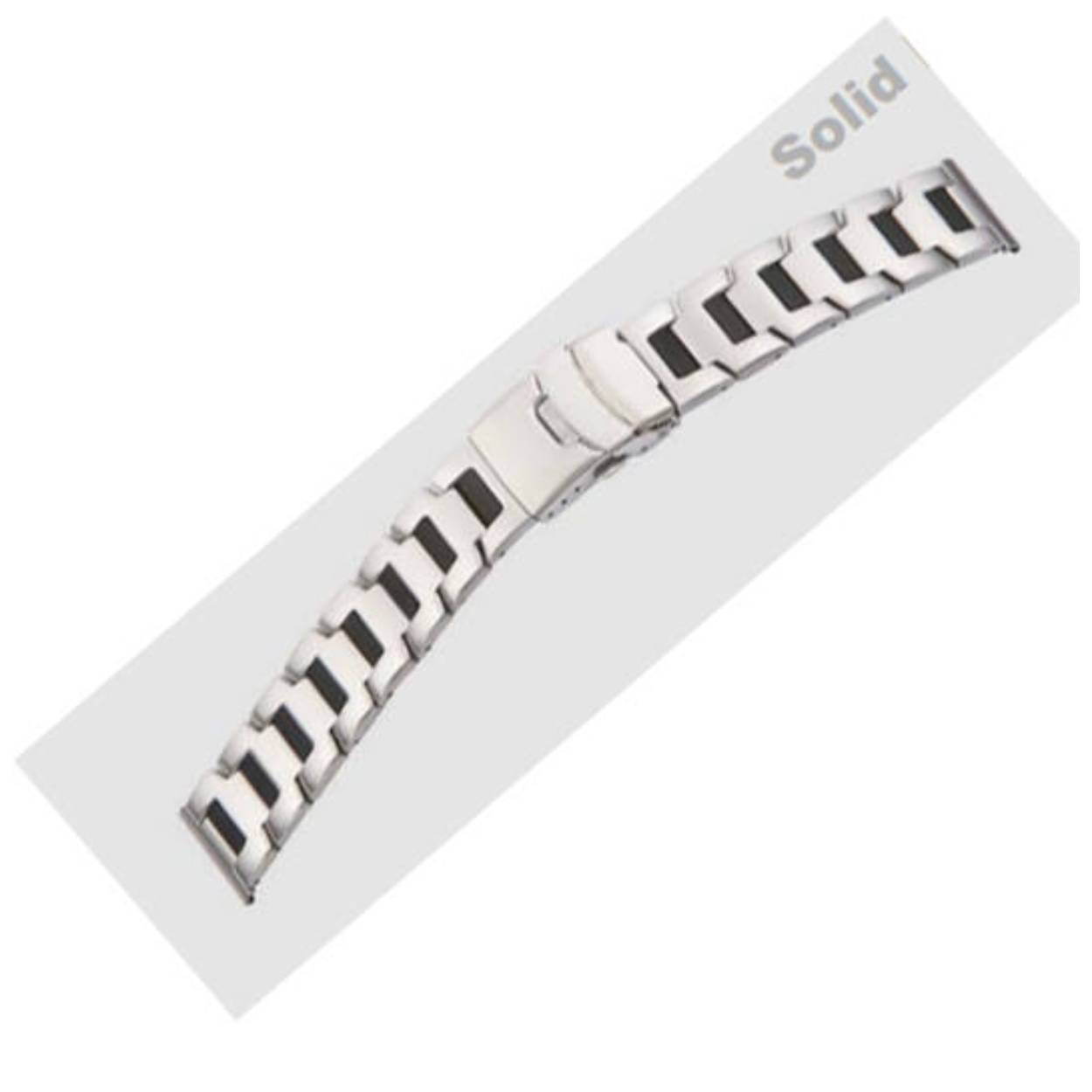 BEAR Horlogeband Edelstaal/Zwart 20mm