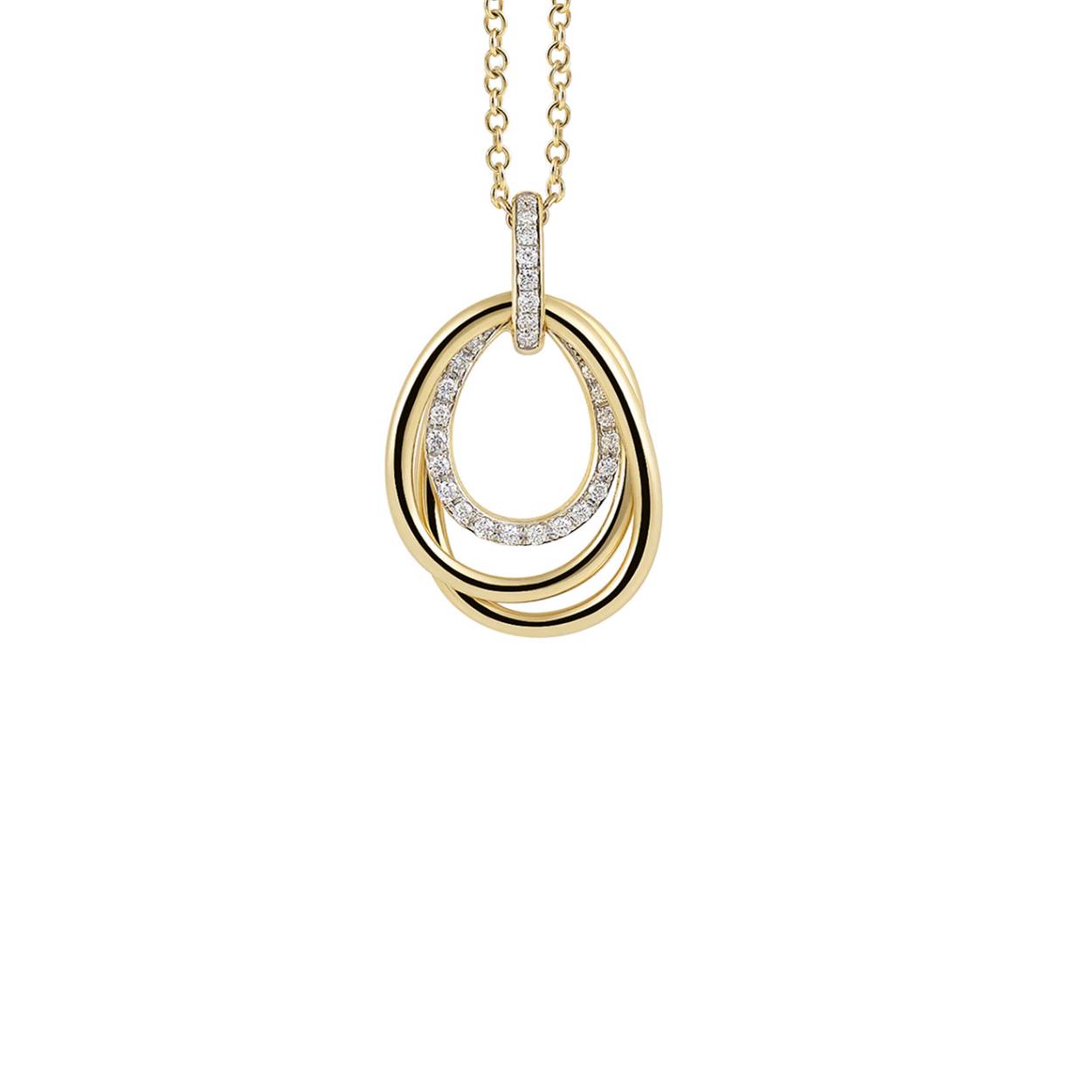 Deze prachtige 18krt geelgouden hanger, exclusief collier, uit de Serenata lijn van AL Coro is bezet met 27 diamanten, 0.18crt G SI.