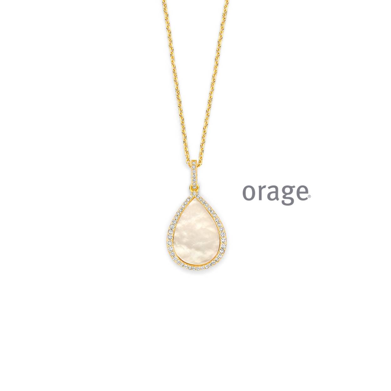 Vergulde ketting met hanger bezet met zirkoon
40 - 45 cm