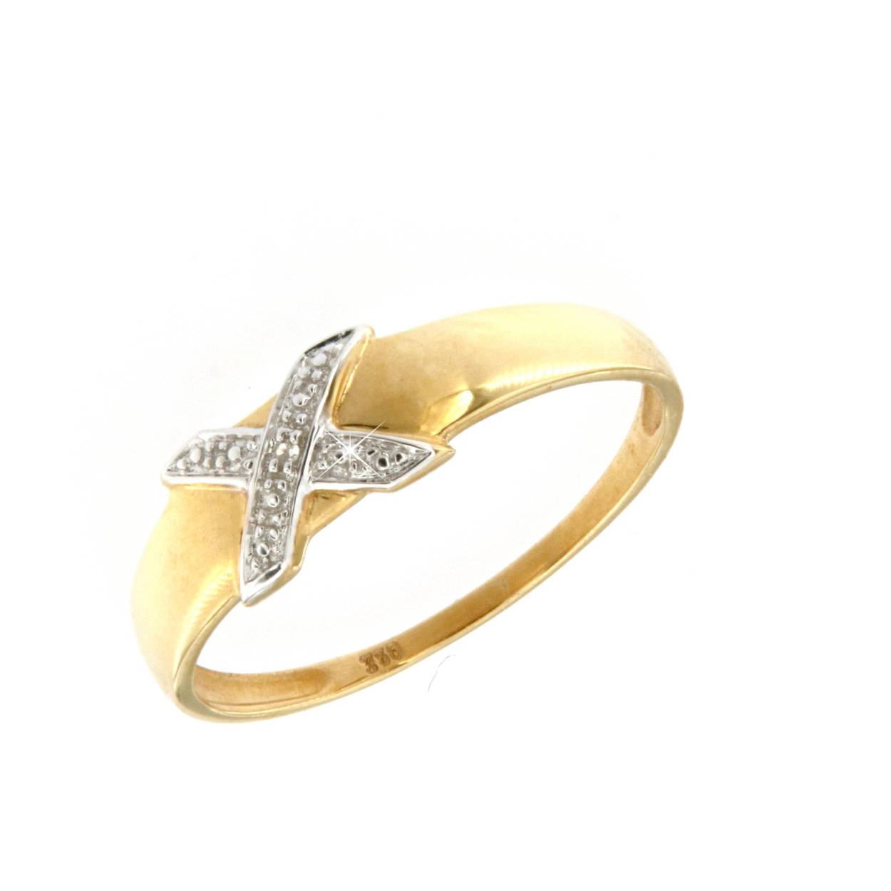 18kt gouden ring in wit en geel goud met diamant 0.005ct
