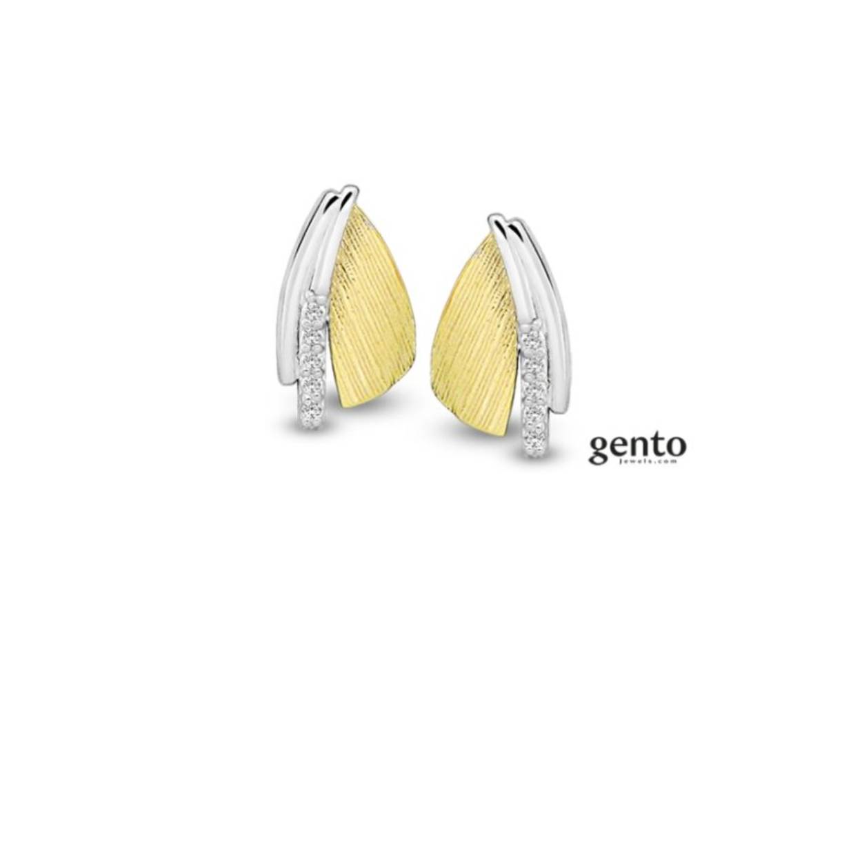 Oorbellen bicolor zilver /plaqué gento jewels