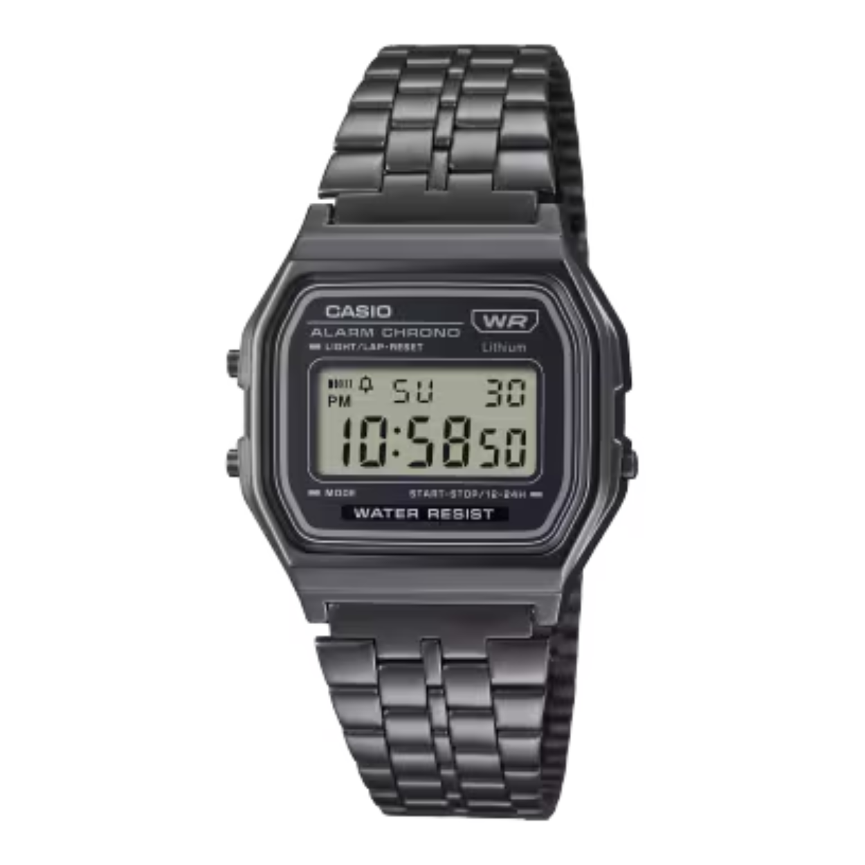 • Stopwatch van 1/100 seconden • LED-licht • Roestvrijstalen band • Waterbestendig • Vierkant oppervlak