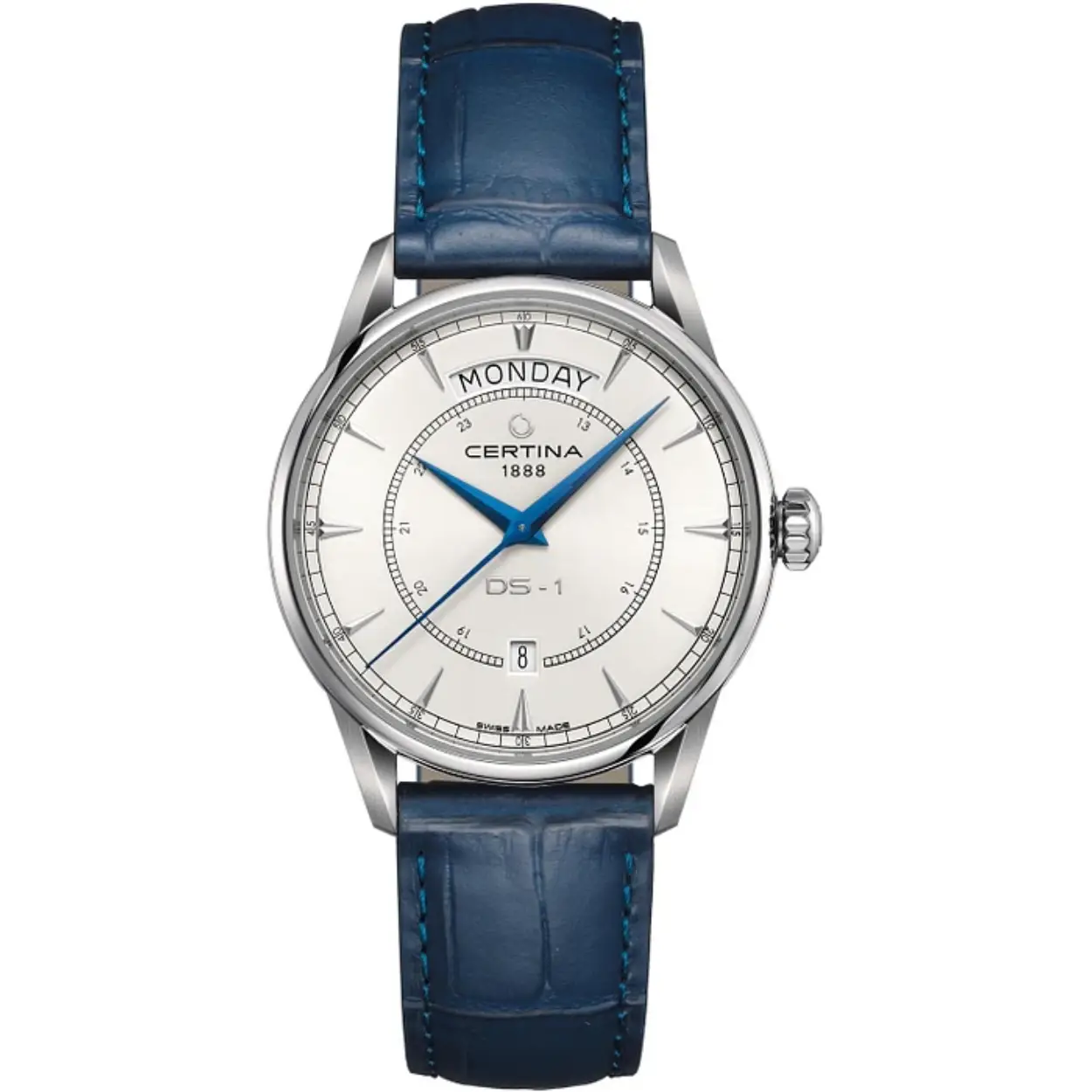 De CERTINA DS-1 DAY DATE C029.430.16.011.00 is een stijlvol horloge met een klassiek design en moderne functionaliteiten. Dit horloge heeft een analoge tijdaanduiding en wordt aangedreven door een automatisch uurwerk, wat zorgt voor een nauwkeurige en betrouwbare tijdmeting.

Met een diameter van 40 mm en een hoogte van 11 mm heeft dit horloge een perfecte maat voor zowel mannen als vrouwen. De ronde behuizing is zilverkleurig en gemaakt van roestvrij staal, wat het horloge een luxe uitstraling geeft. De grijze wijzerplaat en het saffierglas zorgen voor een heldere en duidelijke aflezing van de tijd.