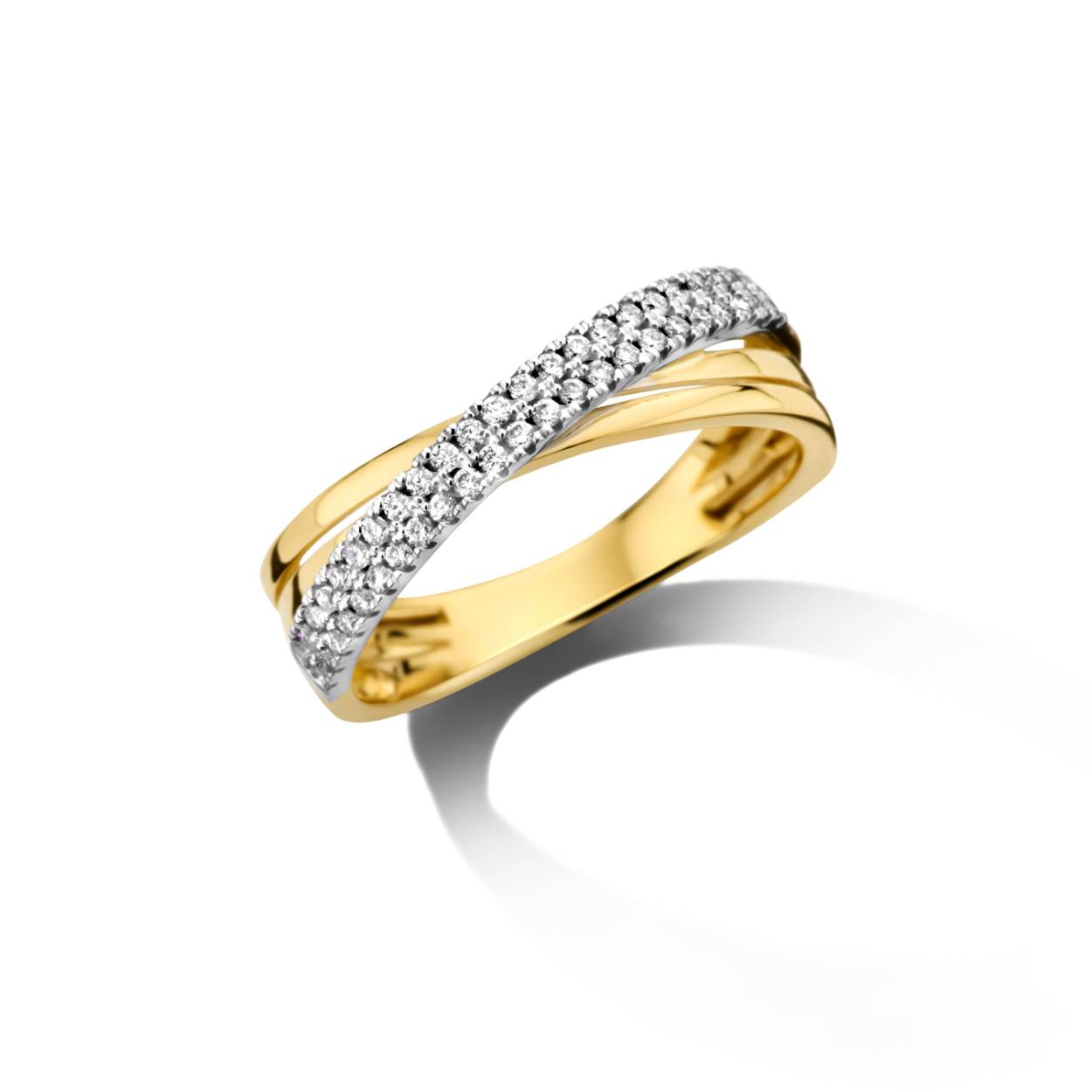 Ring geel goud 18kt met diamanten.