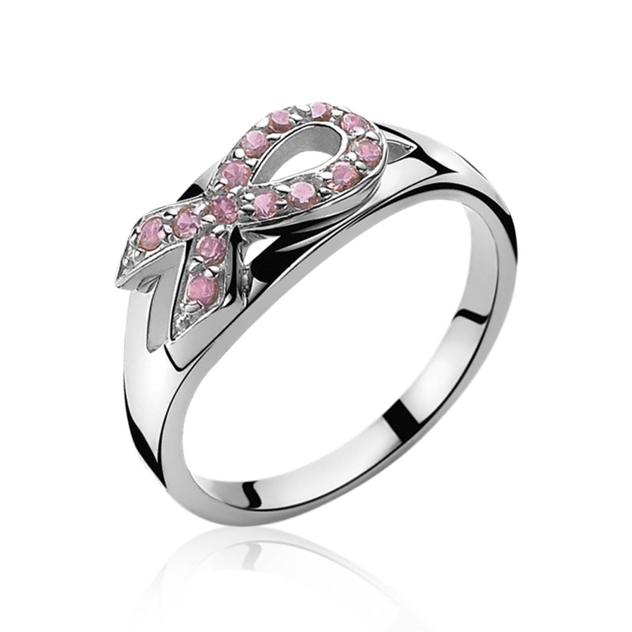 Zinzi zilveren PINK RIBBON Ring mt.50 ZIR560