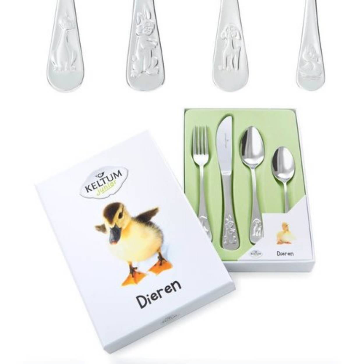 4-delig kinder bestek
materiaal; RVS 18/10 hoogglans

Bestaat uit:

kindervork
kindermesje
kinderlepel
paplepel
Verpakt in luxe geschenkdoos.
Graveerbaar
