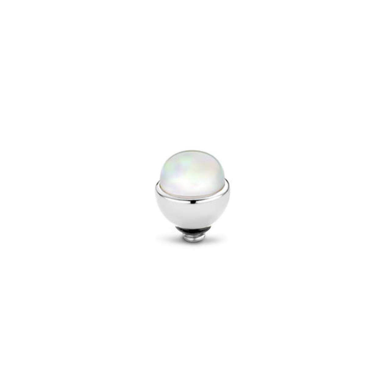 Het Melano Twisted Opal steentje is een echte eyecatcher! Het steentje is gemaakt van edelstaal en opaal, wat zorgt voor een kleurrijk 3D-effect.