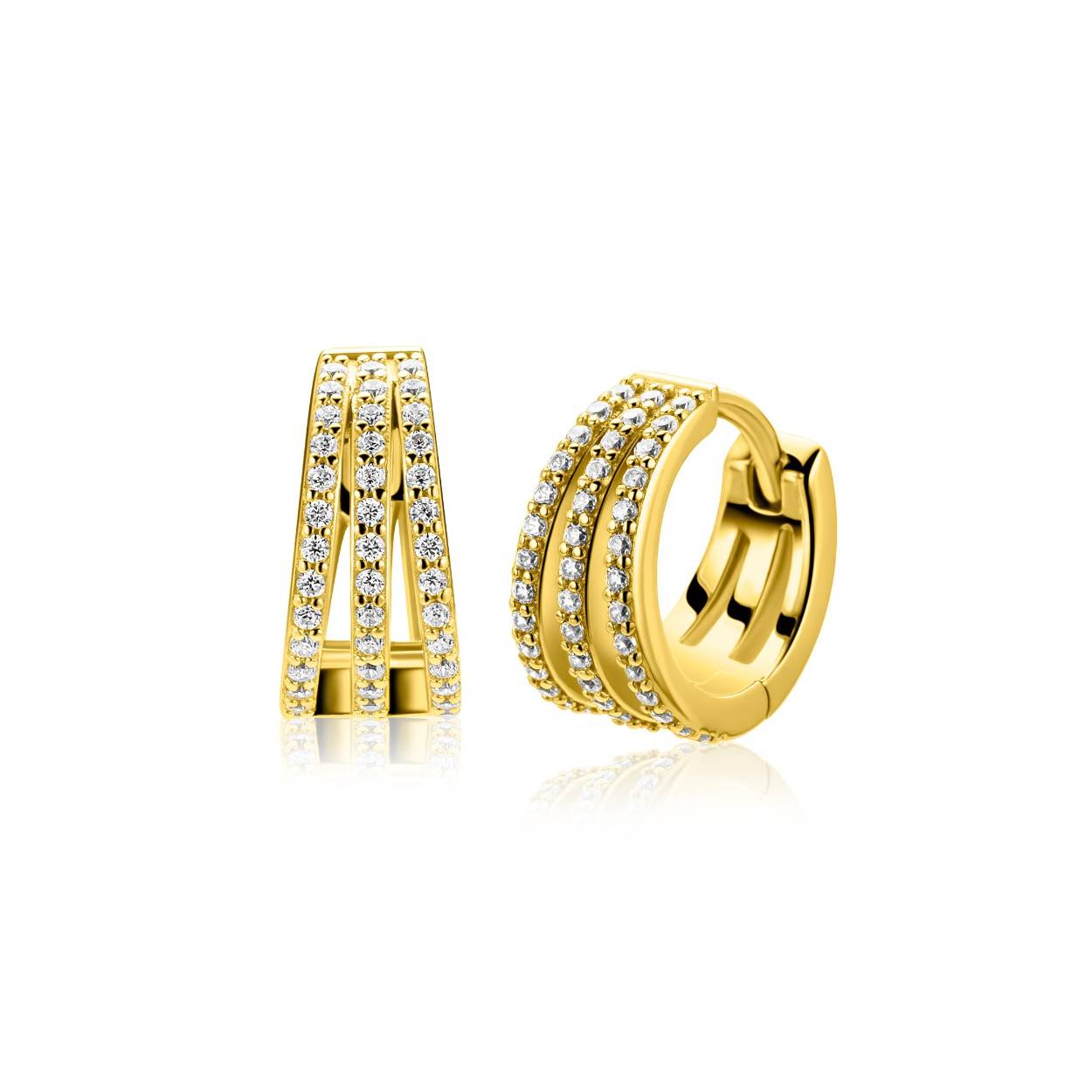 ZINZI goldplated zilveren multi-look oorringen met luxe scharniersluiting 6mm breed ZIO2727Y