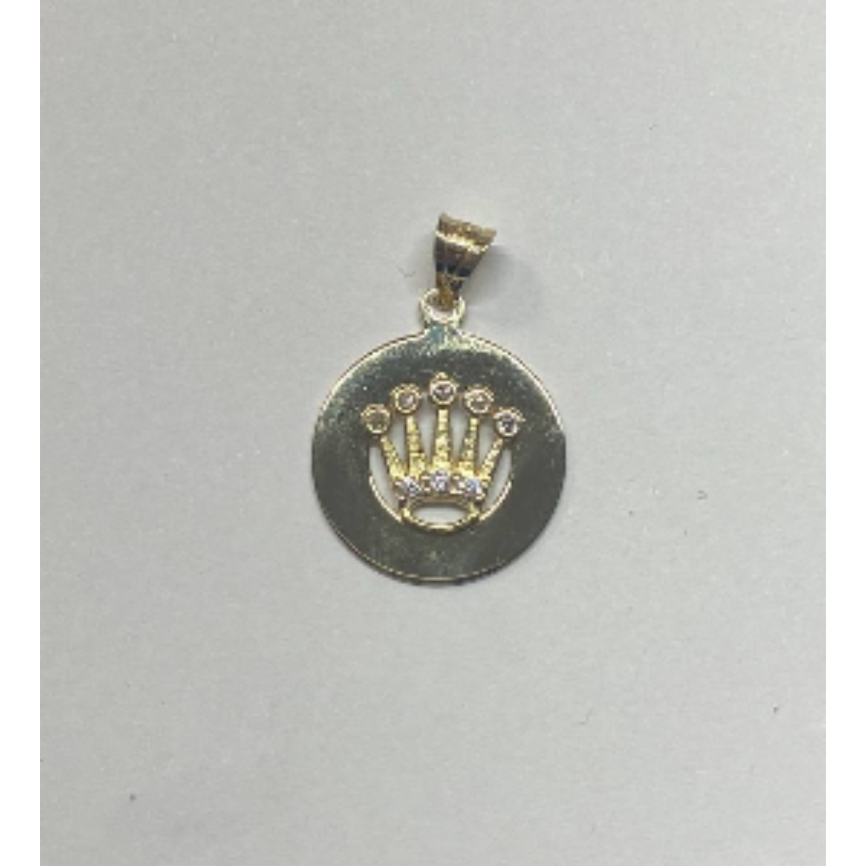14 Karaat geel gouden hanger kroon met briljant geslepen zirkonia. 22x21mm

