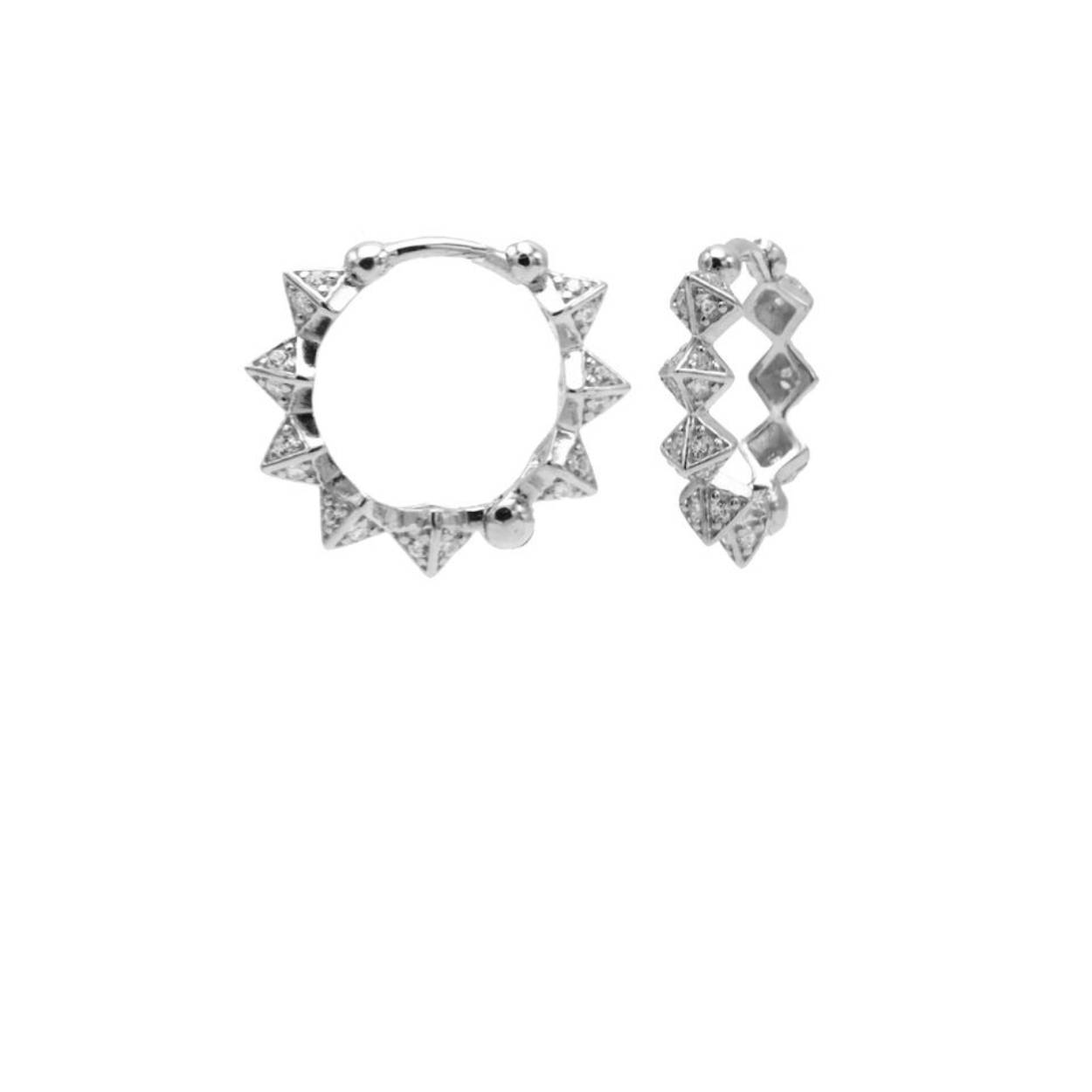 Plain Hinged Hoops Diamond Spike Silver 15mm