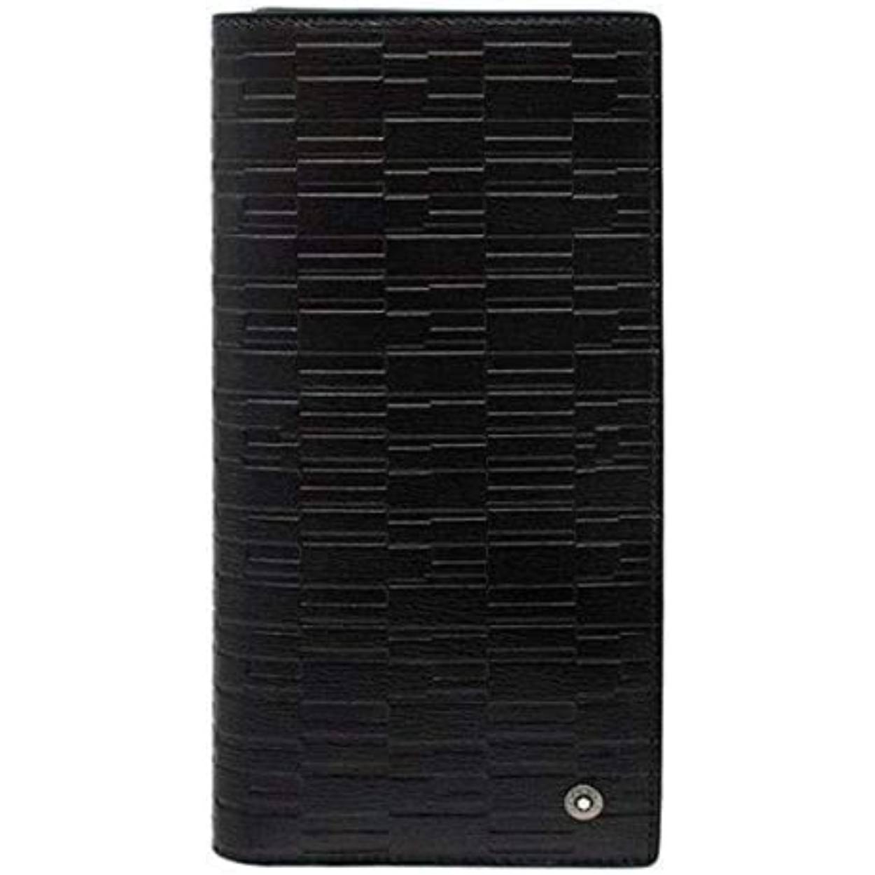 Prachtige portemonnee van Montblanc gemaakt van Frans kalfsleer met een gedrukt patroon geïnspireerd op Montblanc's Starwalker Black Mystery schrijfinstrument.  Glanzende afwerking, jacquard voering met een antiek Manhattan-kaartontwerp en Montblanc-merknaam, en Montblanc-embleem.