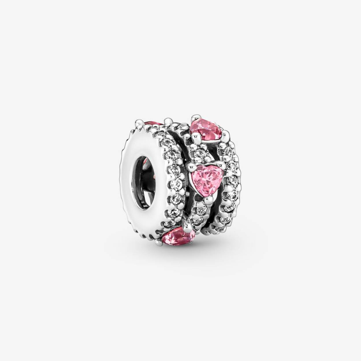 Pandora charm met rose en witte zirkonia 