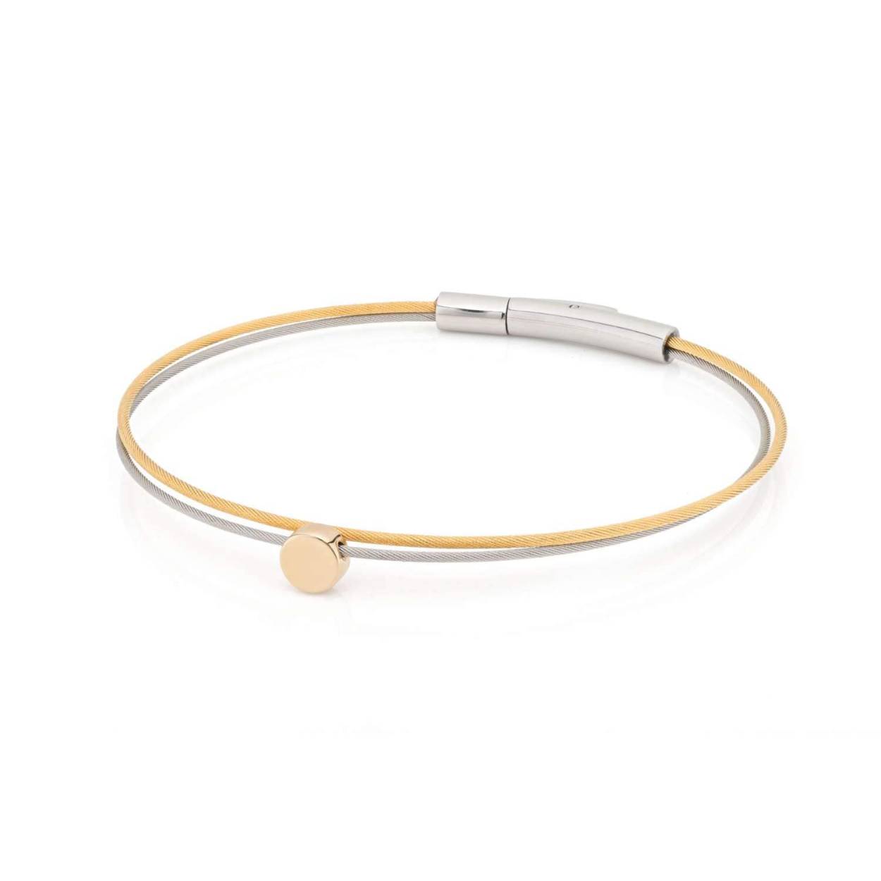 Deze armband is gemaakt van twee soepele draden met een klein rondje en een bajonetsluiting.  

Gemakkelijke Bajonet Sluiting 
Handgemaakt Nederland
Hypo allergeen
