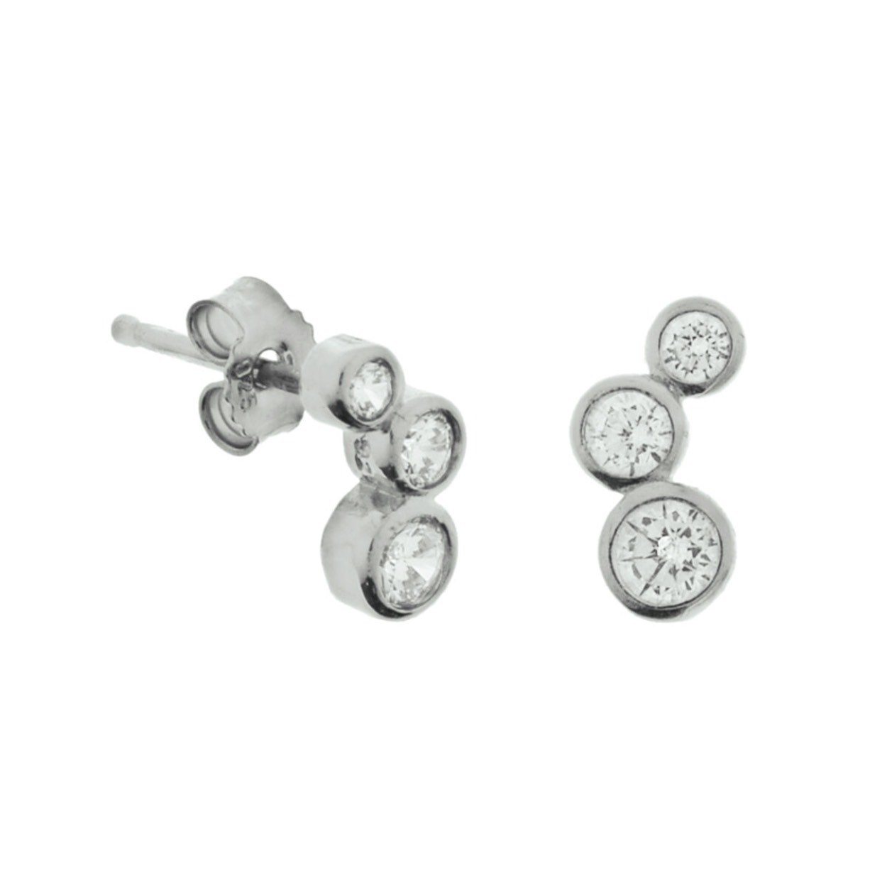  Huiscollectie  zilveren oorknoppen met drie zirkonia's