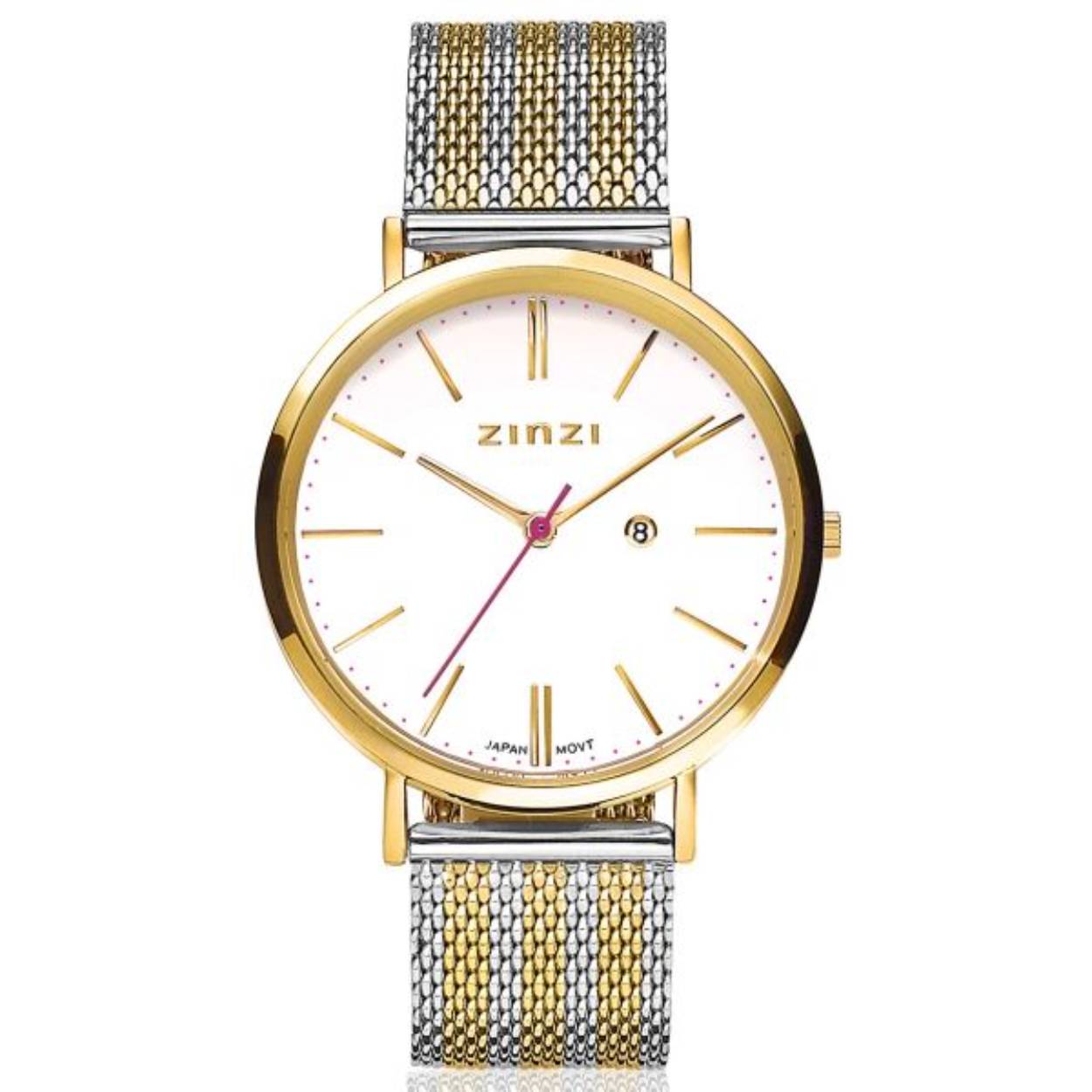 Dit is een horloge van het merk Zinzi. Het horloge is wit van kleur en gemaakt van staal.