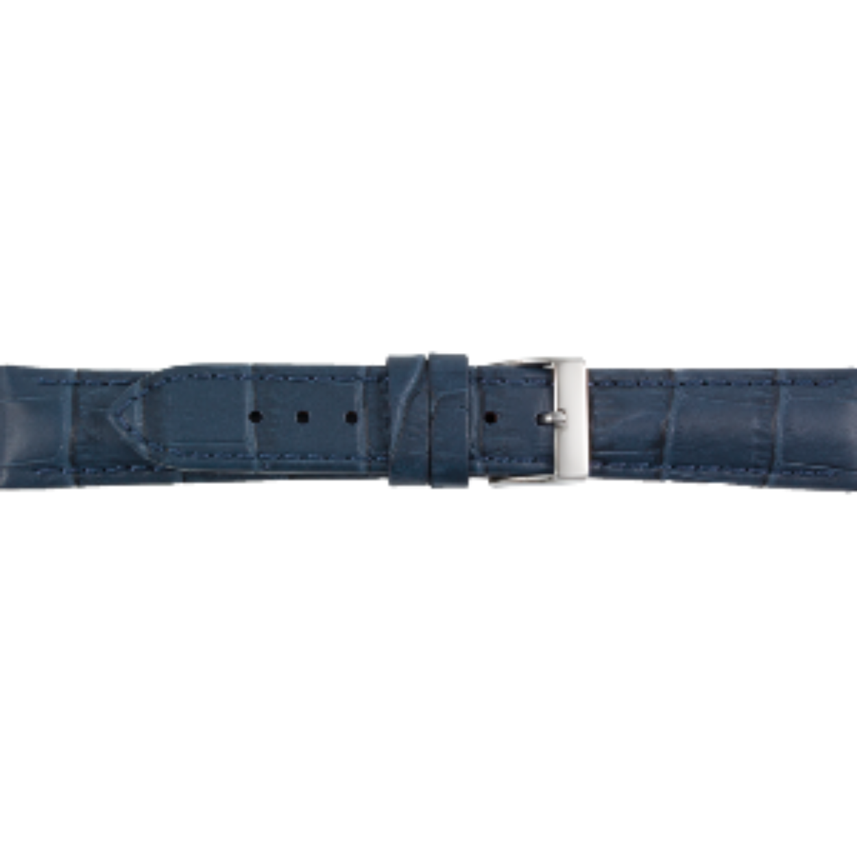 Horlogeband leder 18mm kroko print blauw