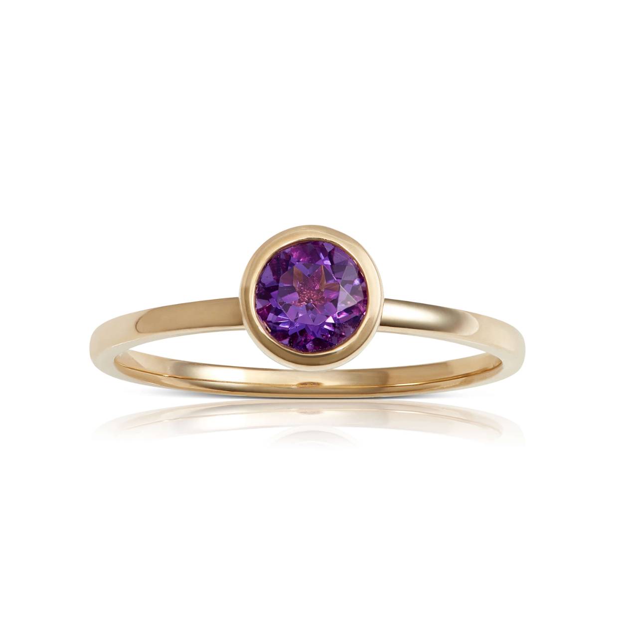 14k geelgouden ring met 6mm Amethist