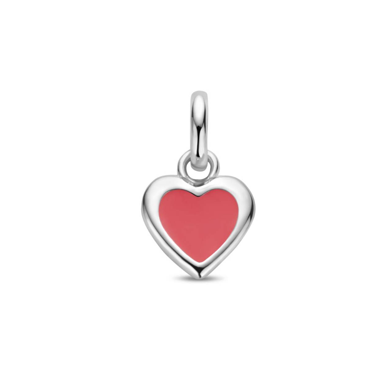 Zilveren hanger hart hart rood emaille 7x7.5mm