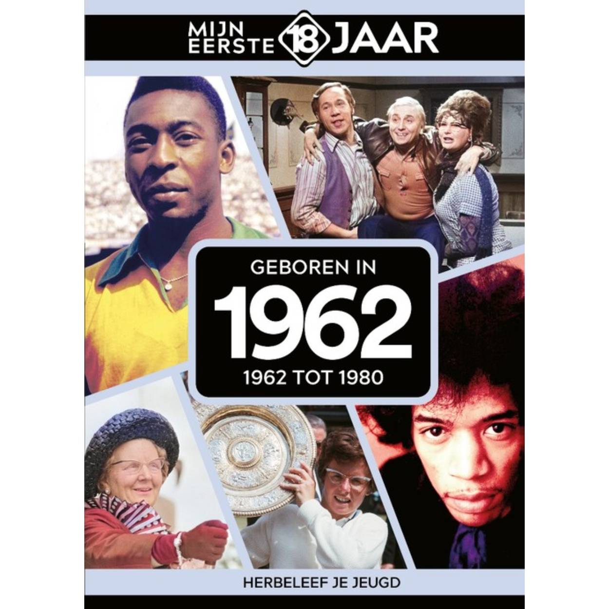 MIJN EERSTE 18 JAAR; GEBOREN IN 1962 De jaren van 1962 tot 1980 Mijn Eerste 18 Jaar is hét boek vol met ‘oh ja!’-momenten. Droom weg bij alle hoogtepunten uit jouw jeugd. Zo beleef je de meest spraakmakende momenten uit de eerste 18 jaar van jouw leven opnieuw. Aan welke hits, films en tv-programma’s heb je mooie herinneringen? Hoe was de mode toen, het straatbeeld en de rages? Welke sporthelden zijn je bijgebleven? En wat was het nieuws waar iedereen het over had? Mijn Eerste 18 Jaar staat boordevol jeugdsentiment. Met maar liefst 182 pagina’s aan kleurrijke foto’s, anekdotes en iconische beelden uit jouw jonge jaren. Ook hebben we per jaar de grootste hits voor je verzameld. Scan de code en beluister jouw hits. Begin met bladeren en herbeleef je jeugd!