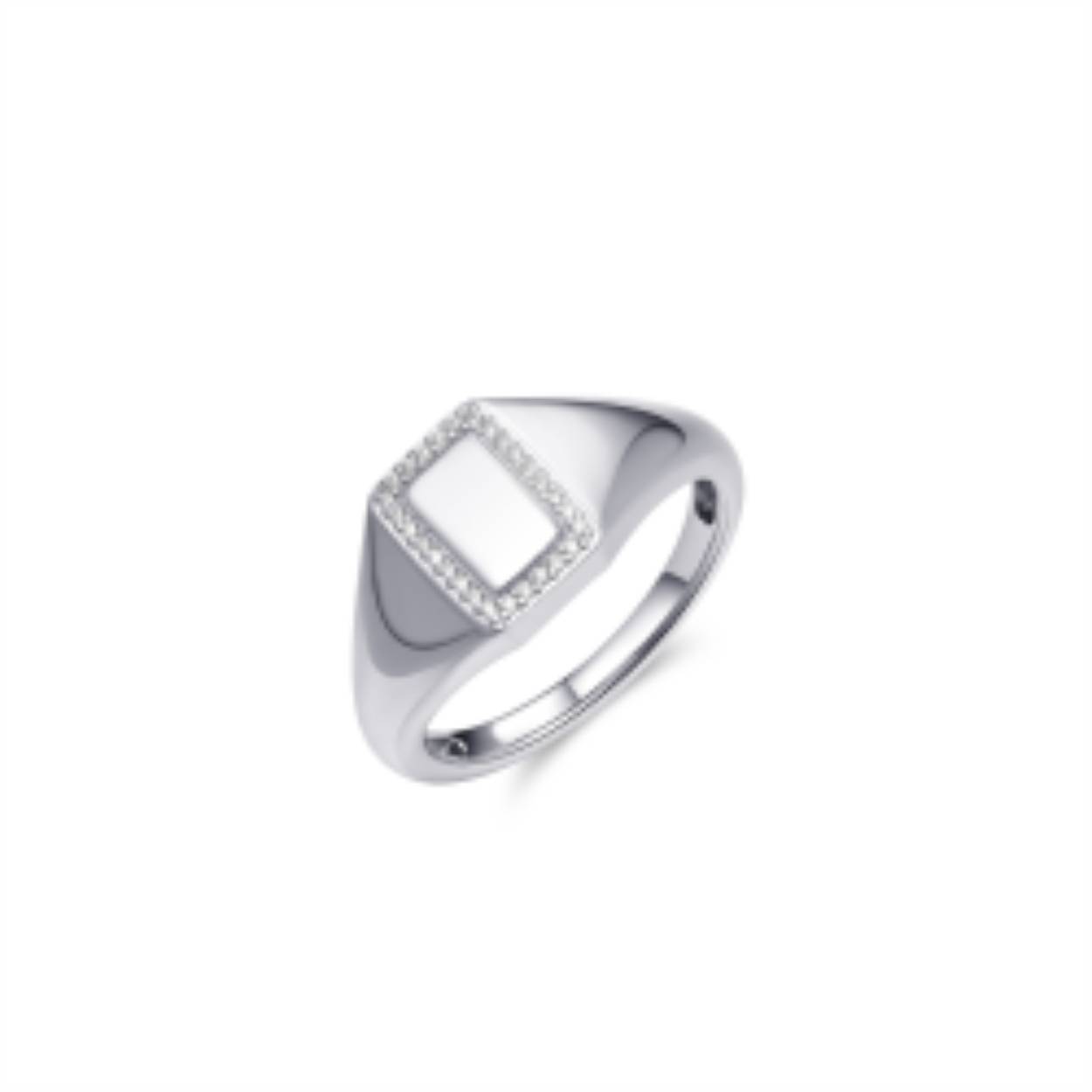 Rechthoekige zegel ring met pave details | zegel 11 mm