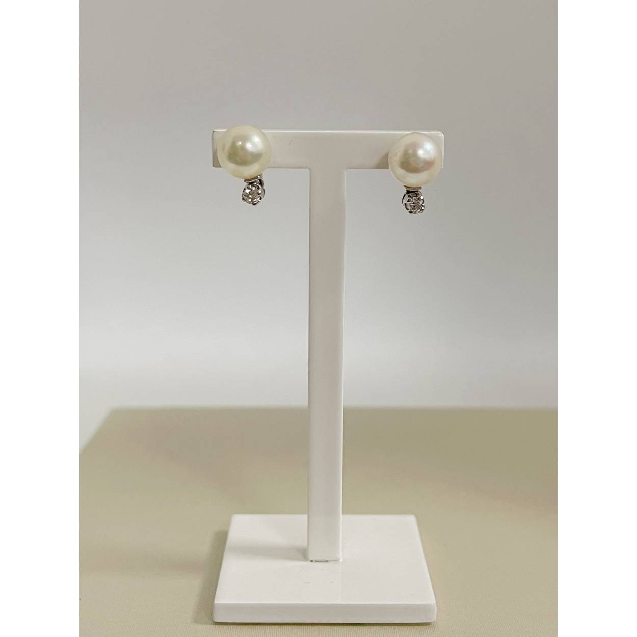 VINTAGE witgouden oorstekers / parel diamant