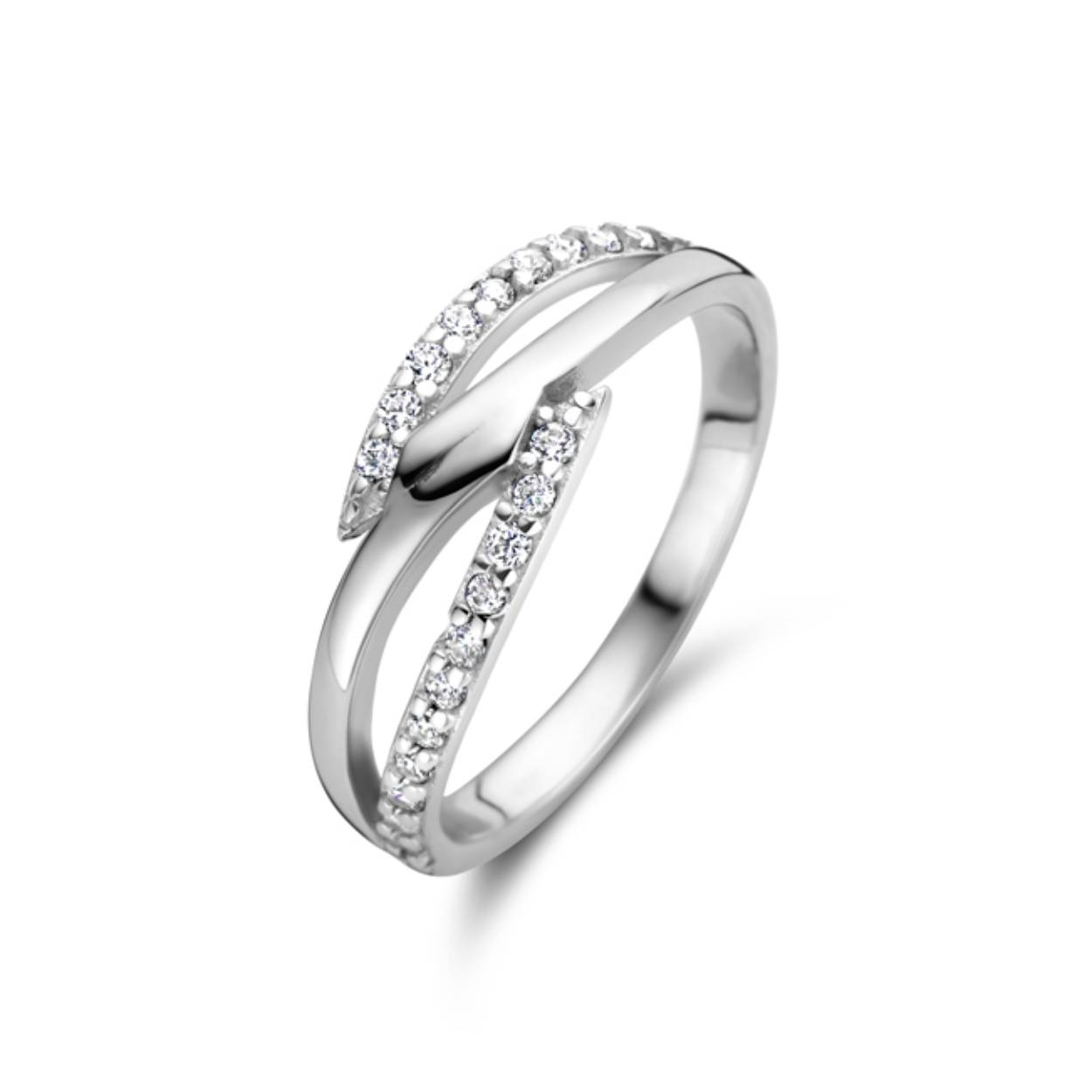 Zilveren ring afgewerkt met Zirkonia van het merk Rosa di Luca