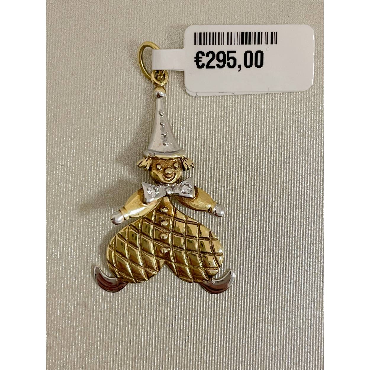 VINTAGE wit- gouden hanger / clown diamant