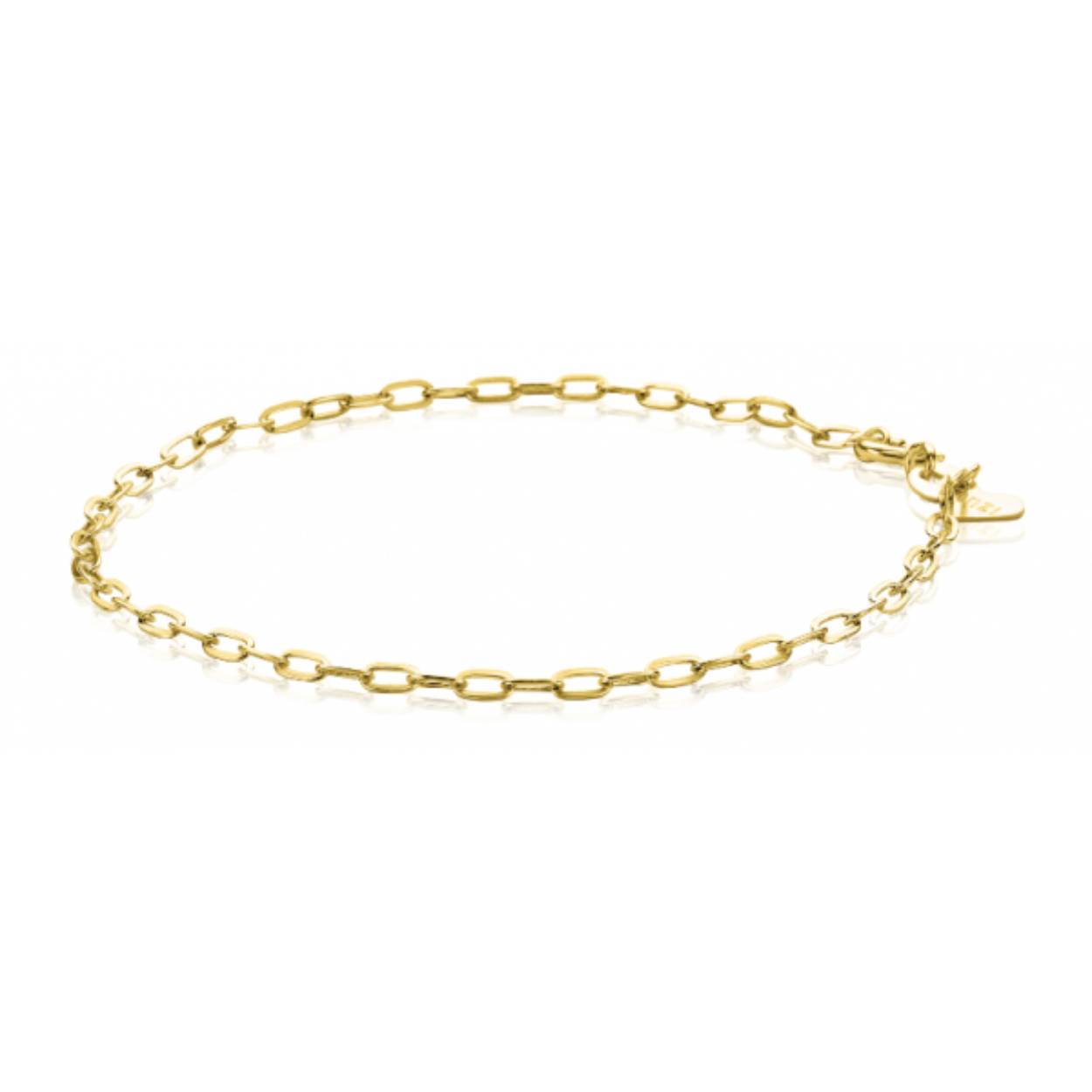 ZINZI Gold 14 karaat gouden armband met ovale schakels van 2,2mm breed. De lengte van de armband is 18cm. Vervaardigd van geheel 14 karaat goud (585). En herkenbaar 'Zinzi' door het kleine gouden Zinzi hartje bij de sluiting.