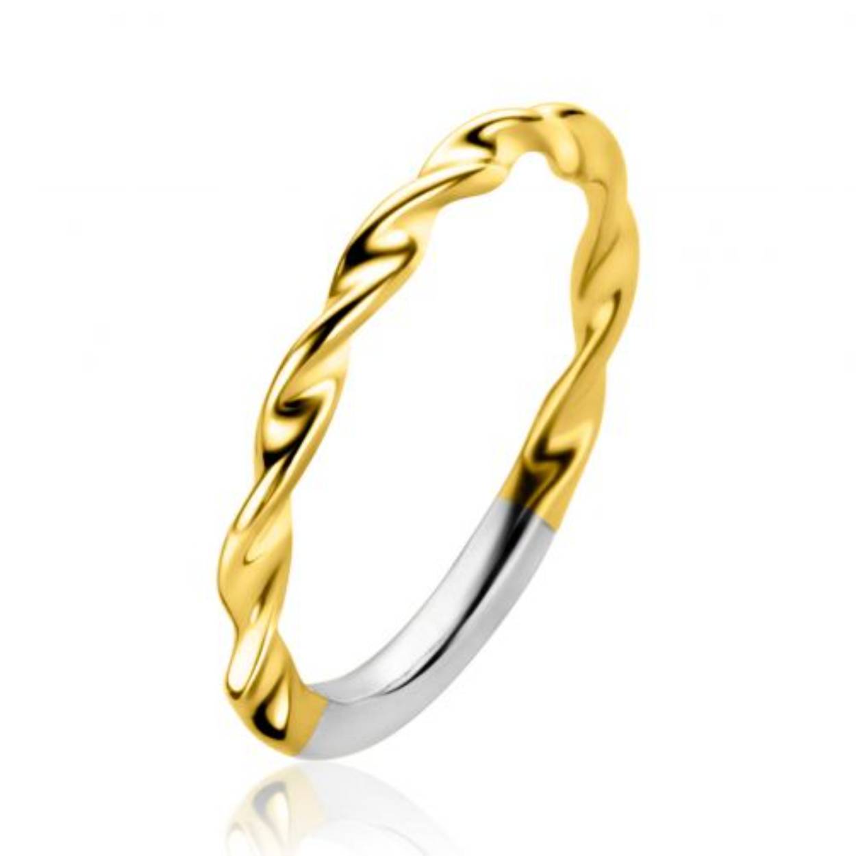 ZINZI gold plated zilveren aanschuifring met gedraaide buis. De ring is 2mm breed en gemakkelijk te mixen met andere Zinzi aanschuifringen. Vervaardigd van eerste gehalte zilver (925) en voorzien van een extra 14K geel vergulding. Geen garantie op plating.