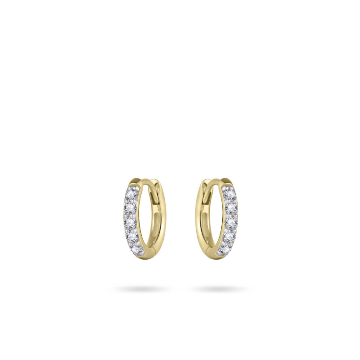 Gouden oorringen met  zirkonia 2x 15mm