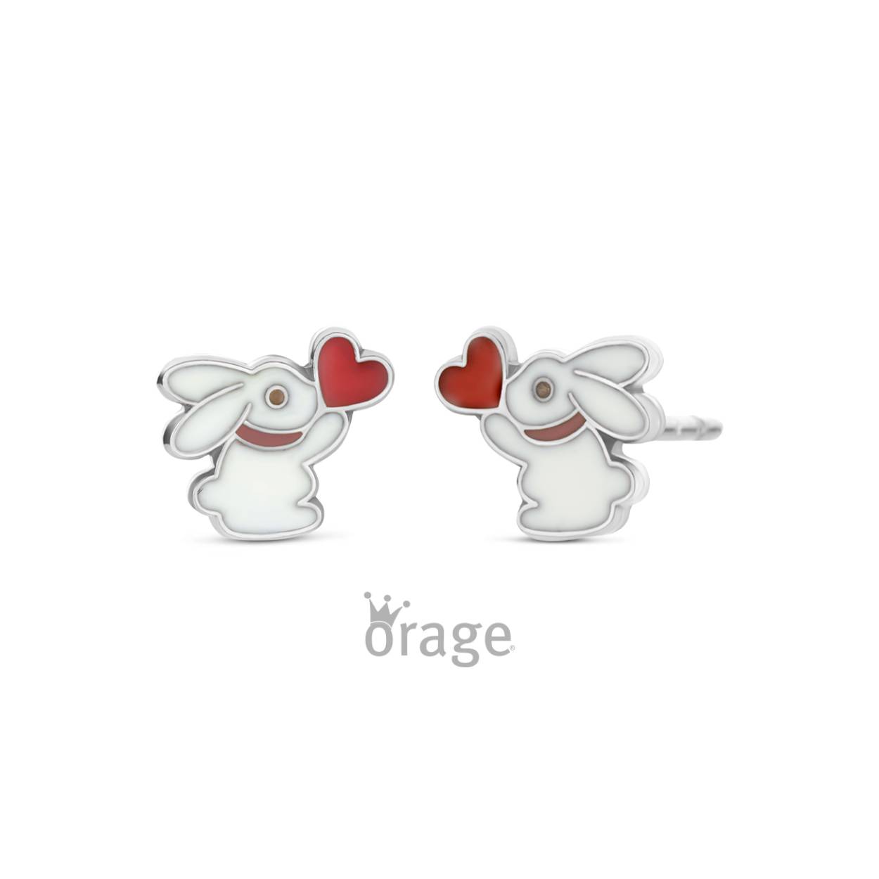Orage Kids oorstekers zilver konijntje met hartje