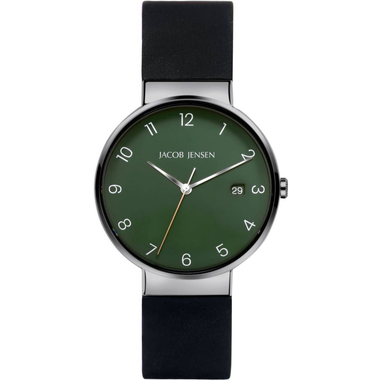 Dit is een horloge van het merk Jacob Jensen gemaakt voor heren.
De specificaties zijn als volgt:
Kastmaat: 37
Kastdikte: 7,5
Bandlengte: 21
Bandbreedte: 18
Waterdichtheid: 5 ATM / 50 Meter / 165 Feet
Dit horloge heeft de volgende functies/eigenschappen:
Datumaanduiding