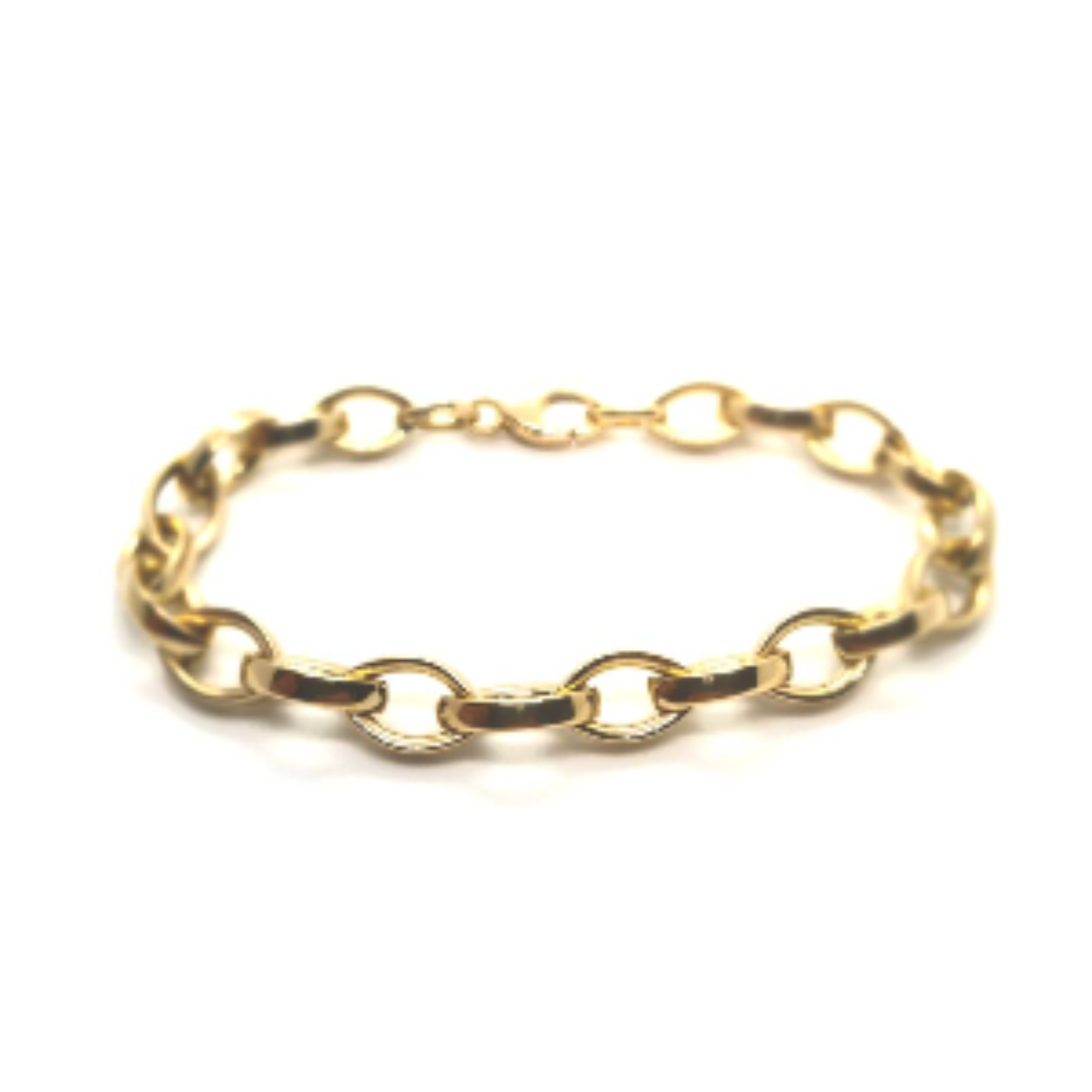 Gouden armband fantasie met vlakke navette 8mm 20cm