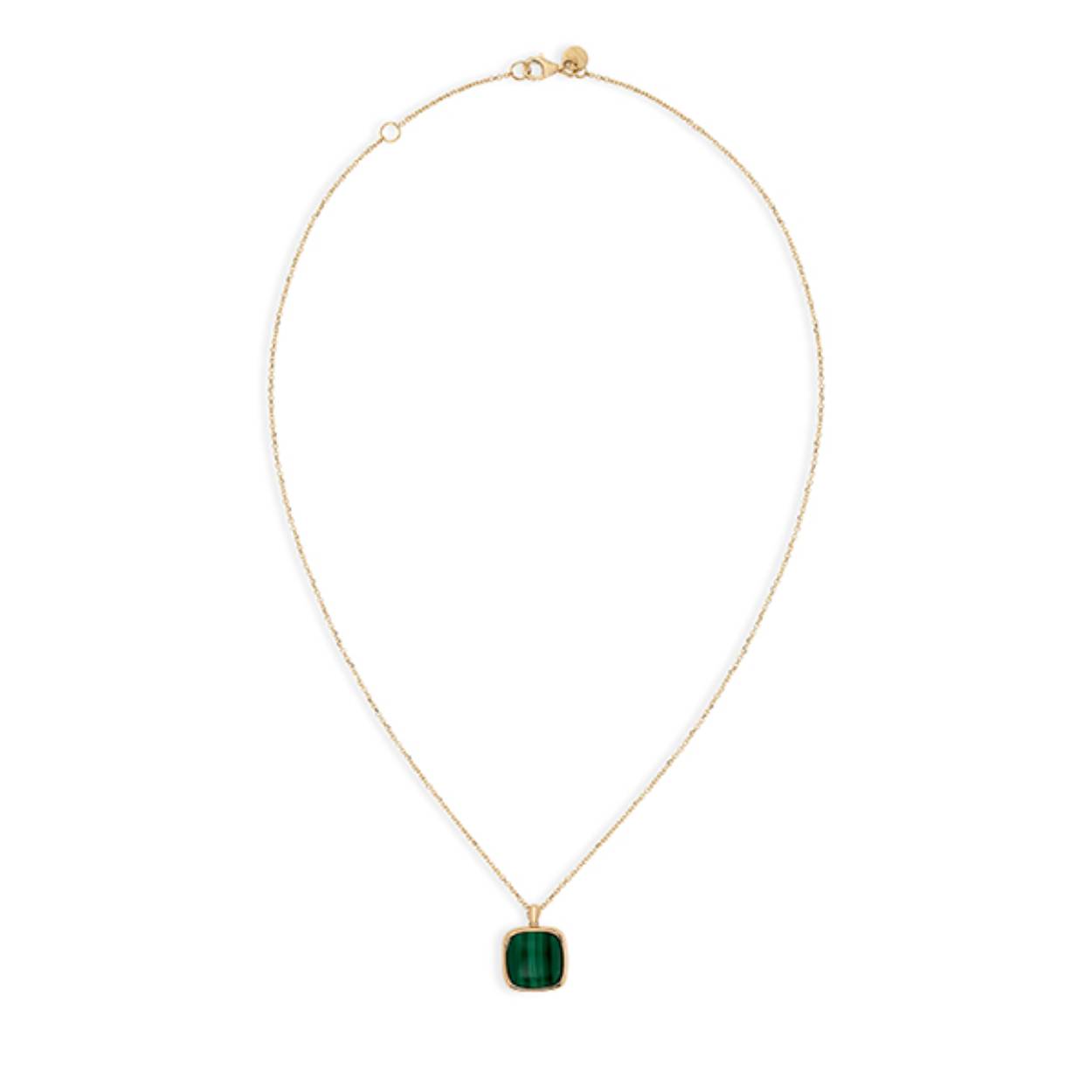 14kt Gouden collier met hanger Malachiet