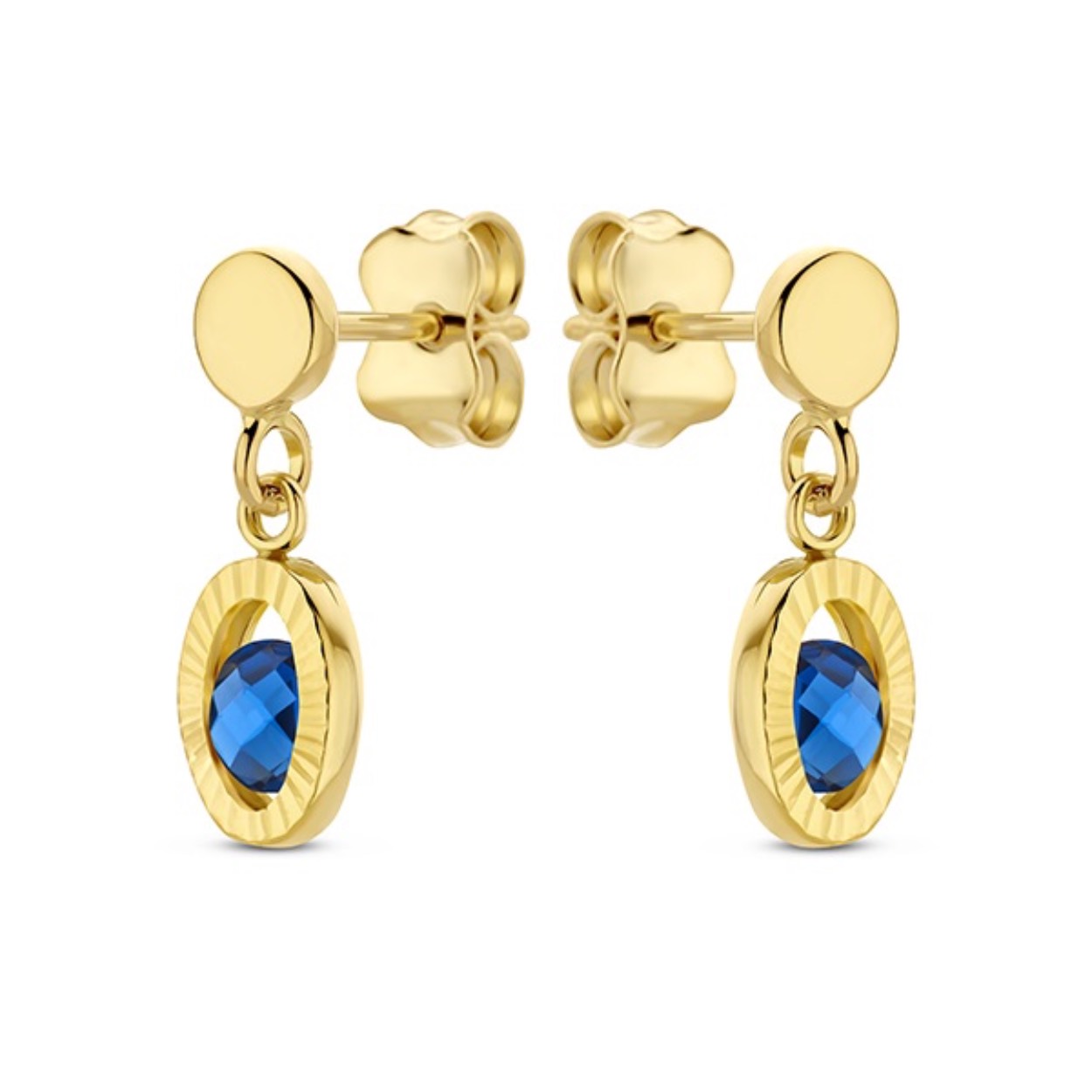 Swing Jewels 14 karaat gouden oorstekers met blauwe zirkonia