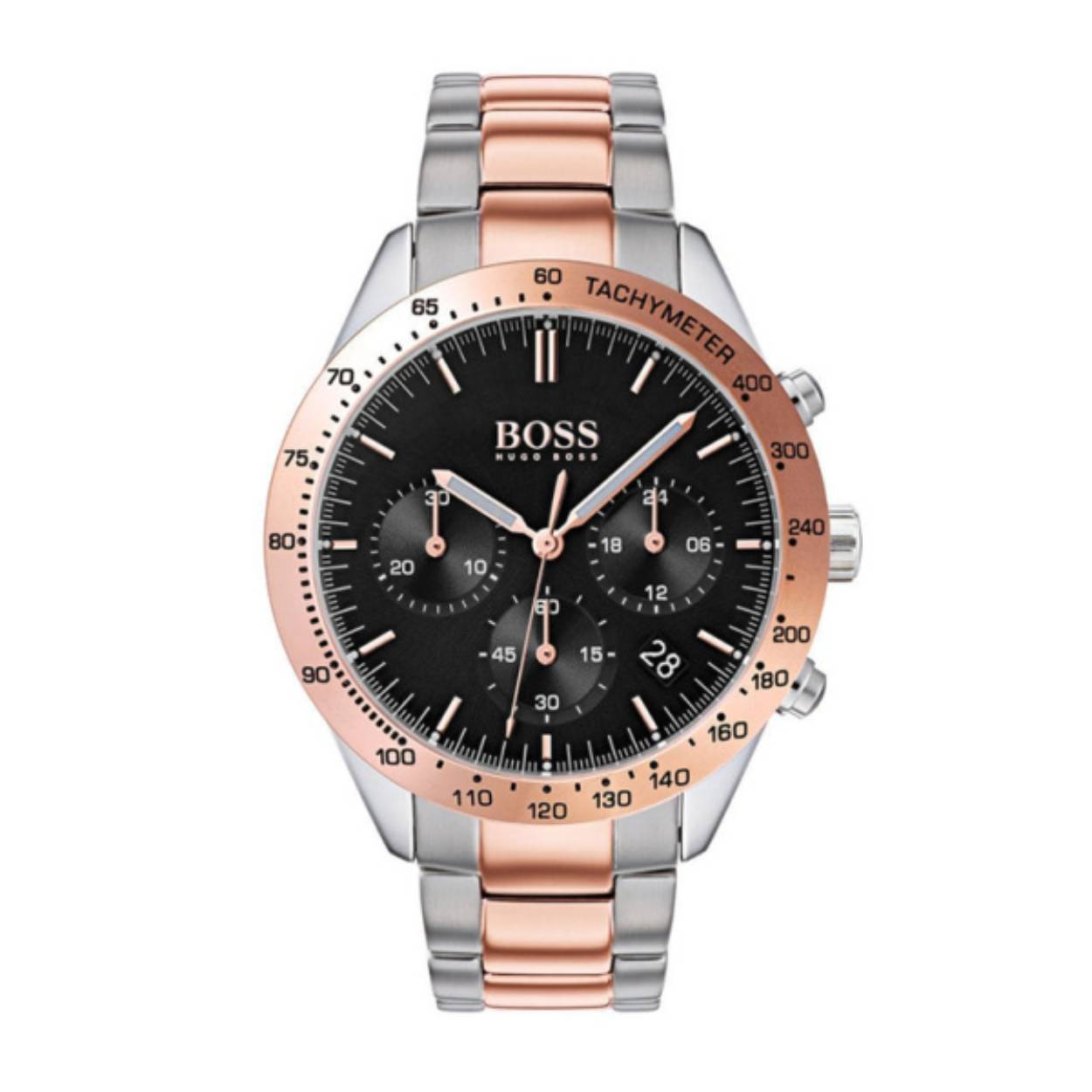 Dit horloge straalt om elke pols dankzij de combinatie van de twee kleuren rosé goud en zilver. Het horloge heeft een quartz uurwerk en beschikt over een chronograaf, 24 uurs functie en datumaanduiding.