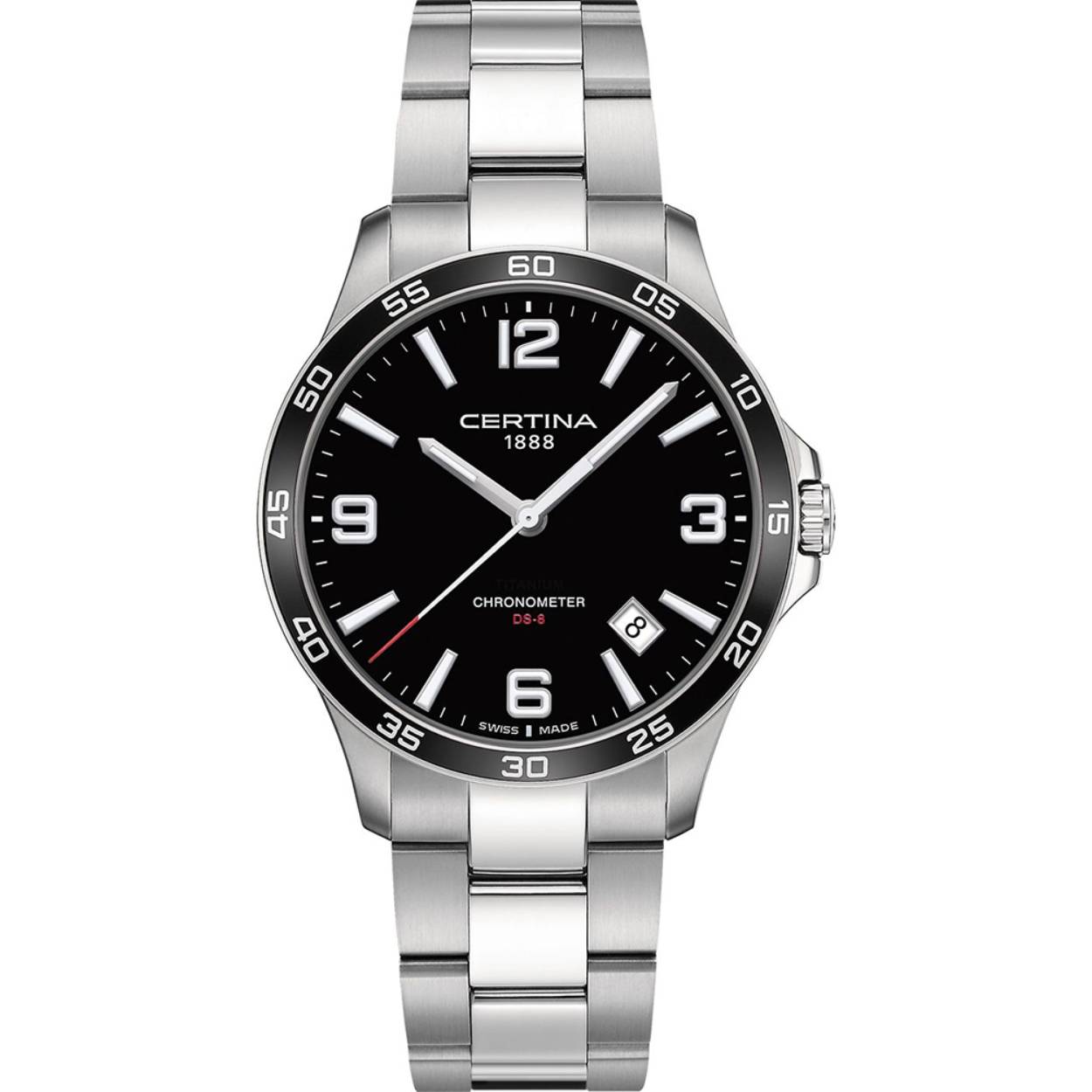 DS-8 Chronometer Quartz 100m WR Saffierglas. Staal