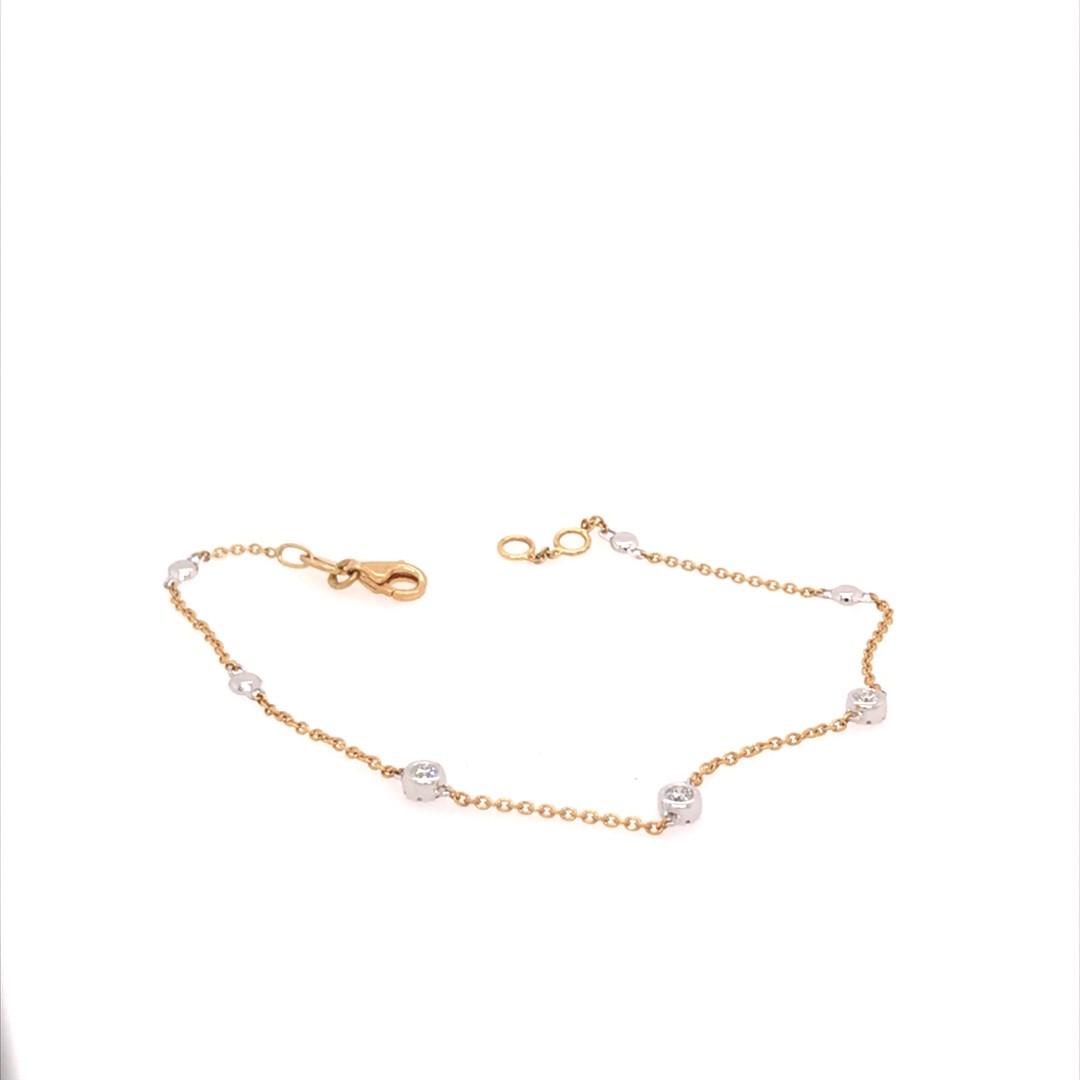 Eclat 14krt geelgouden collier met diamant in witgouden zetting