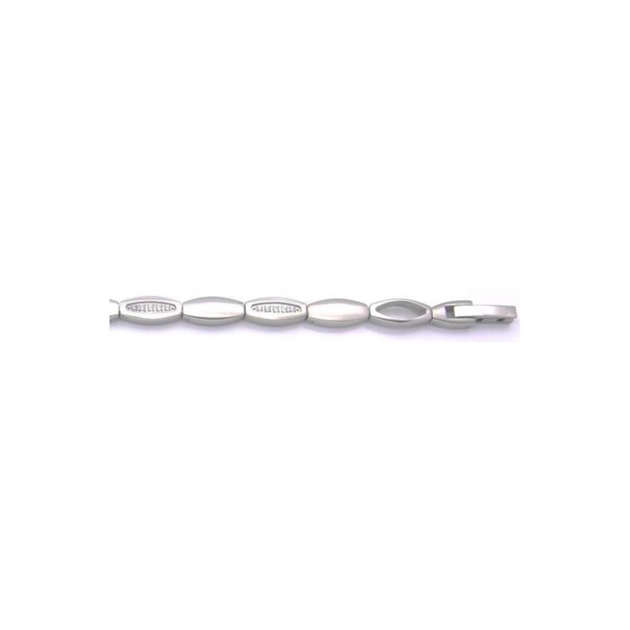 Staal collier ovaal wisselend open/dicht 5x schakel met zirkonia 42+3 cm.