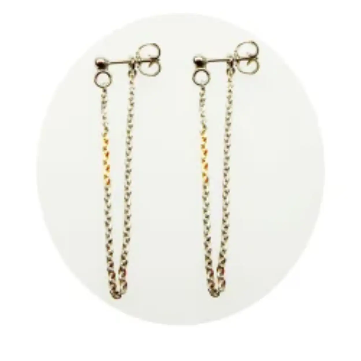 Oorbellen in ca. 4,5cm lengte met glanzend rhodium en 14kt ketting.