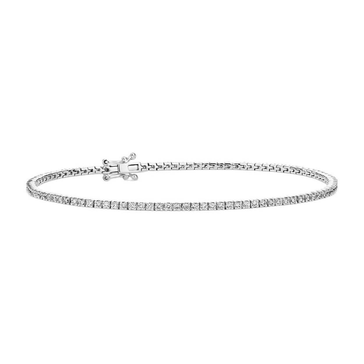 Prachtige luxe 14krt witgouden tennisarmband met 87 briljant geslepen diamanten, 1.02 crt H SI

De lengte van de armband is 18cm