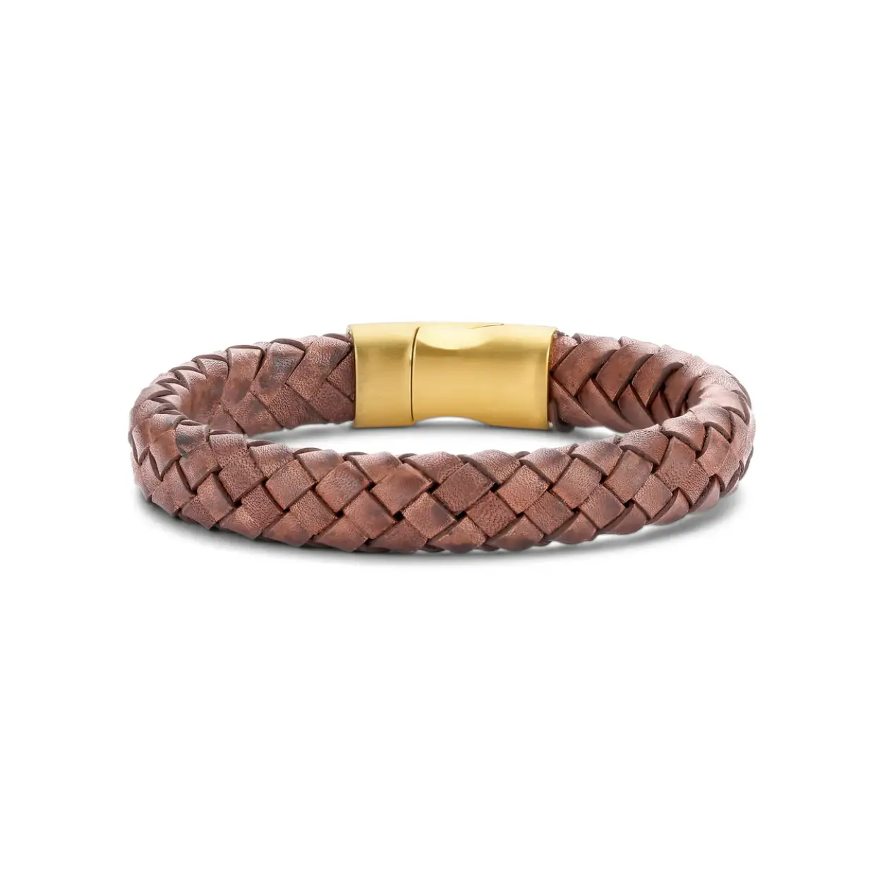 Ga voor een gedurfde stijl met onze matte gevlochten leren armband, ontworpen om een ​​blijvende indruk te maken. Met zijn aanzienlijke dikte is het een opvallend sieraad dat karakter geeft aan elke outfit.