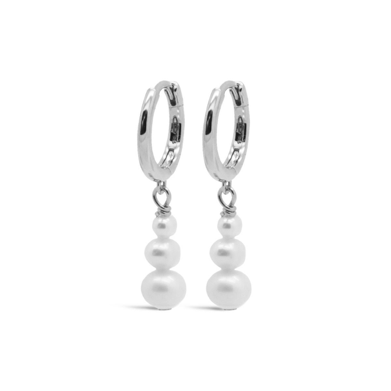 Karma Hinged Hoops Pearly Silver