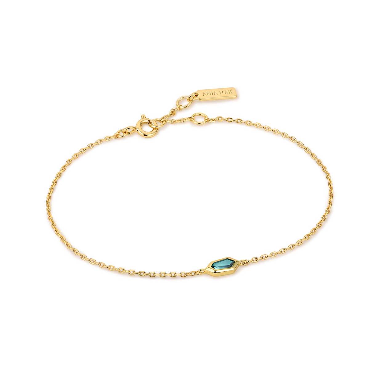 Ania Haie armband "Dance 'Til Dawn" Combineer een prachtige schittering met trendy details! Met een glinsterende groenblauwe zirkonia hanger, is het de perfecte armband om solo te dragen of te combineren met je andere armbanden voor wat extra sparkeling.