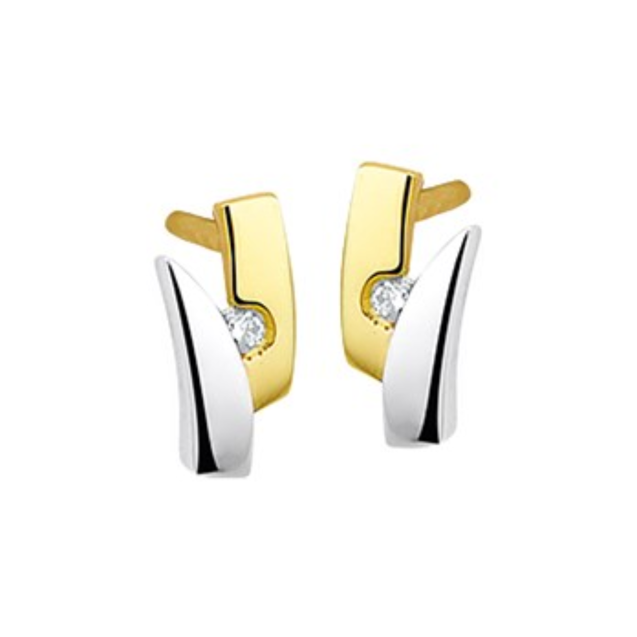 Oorknoppen zirkonia bicolor