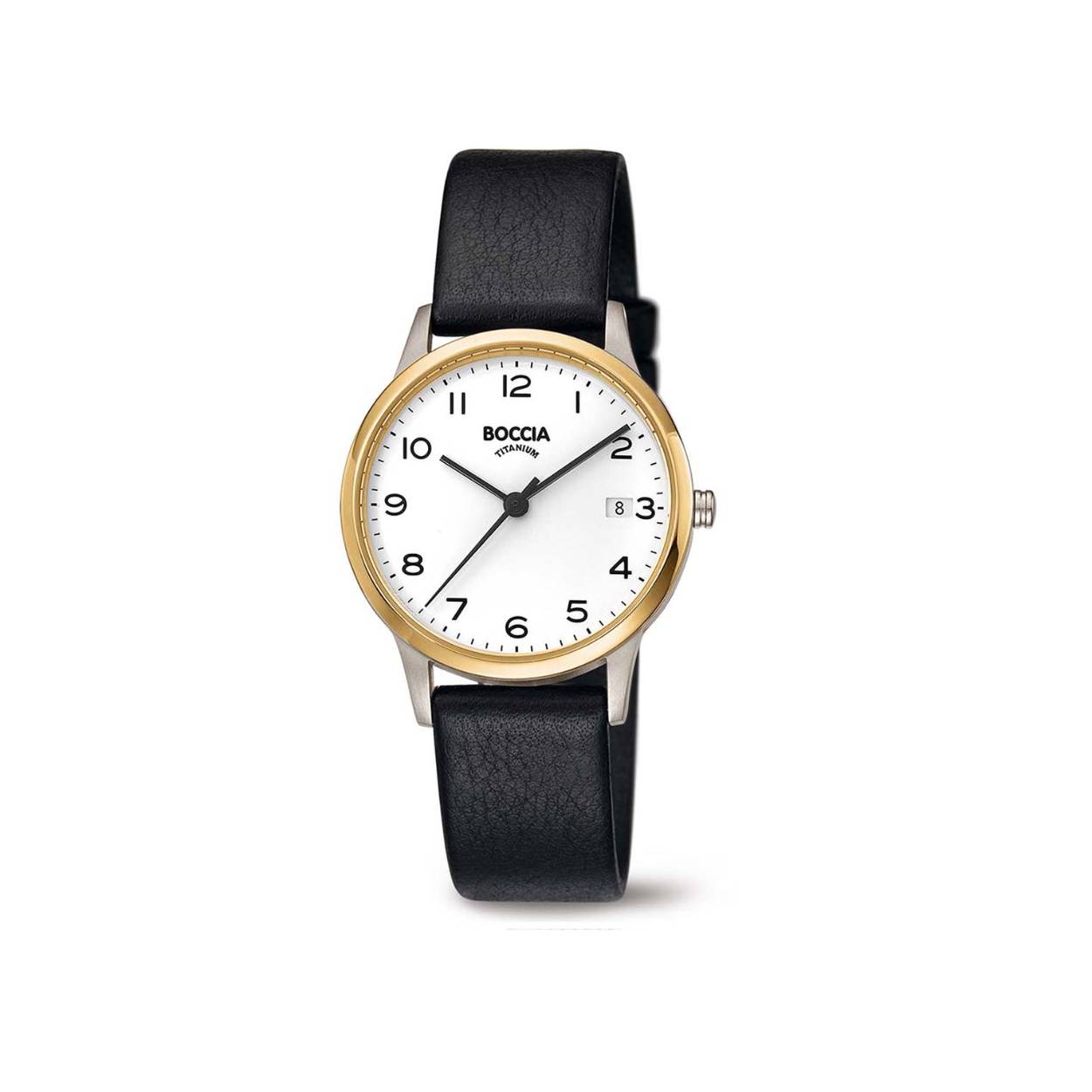 Boccia titanium dames horloge met lederen band. 