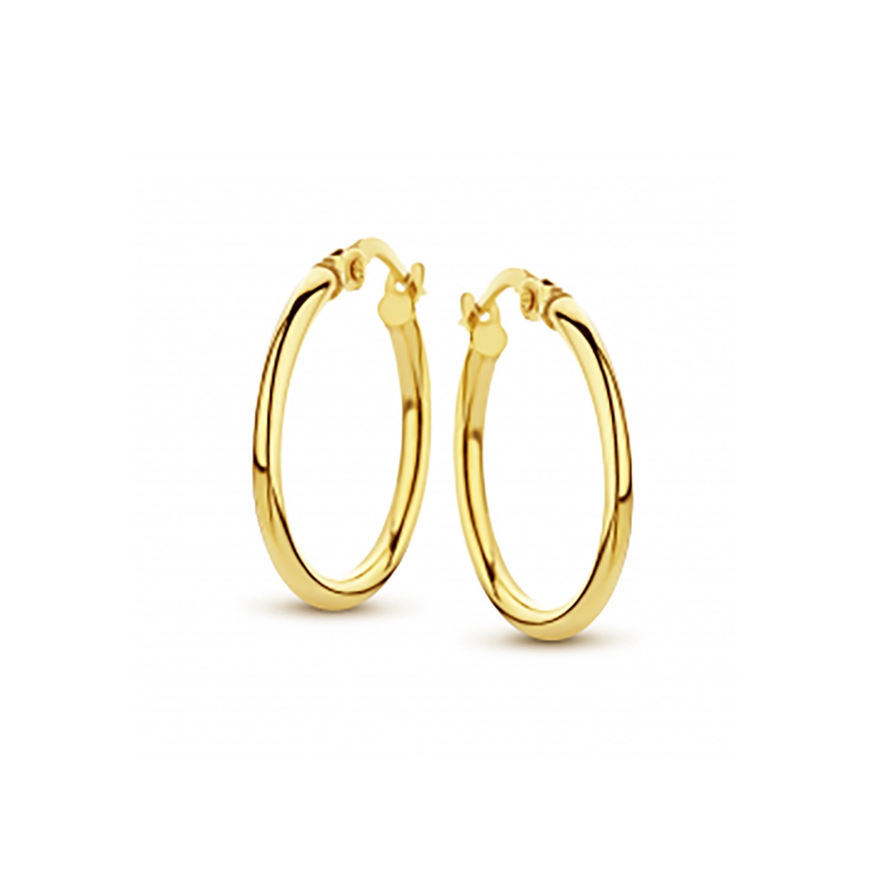 gouden oorringen met zilveren kern, rond+scharn 10mm
