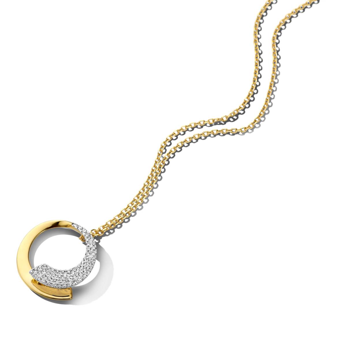 Ketting geel goud 18kt met hanger goud en 0.33ct brilj .